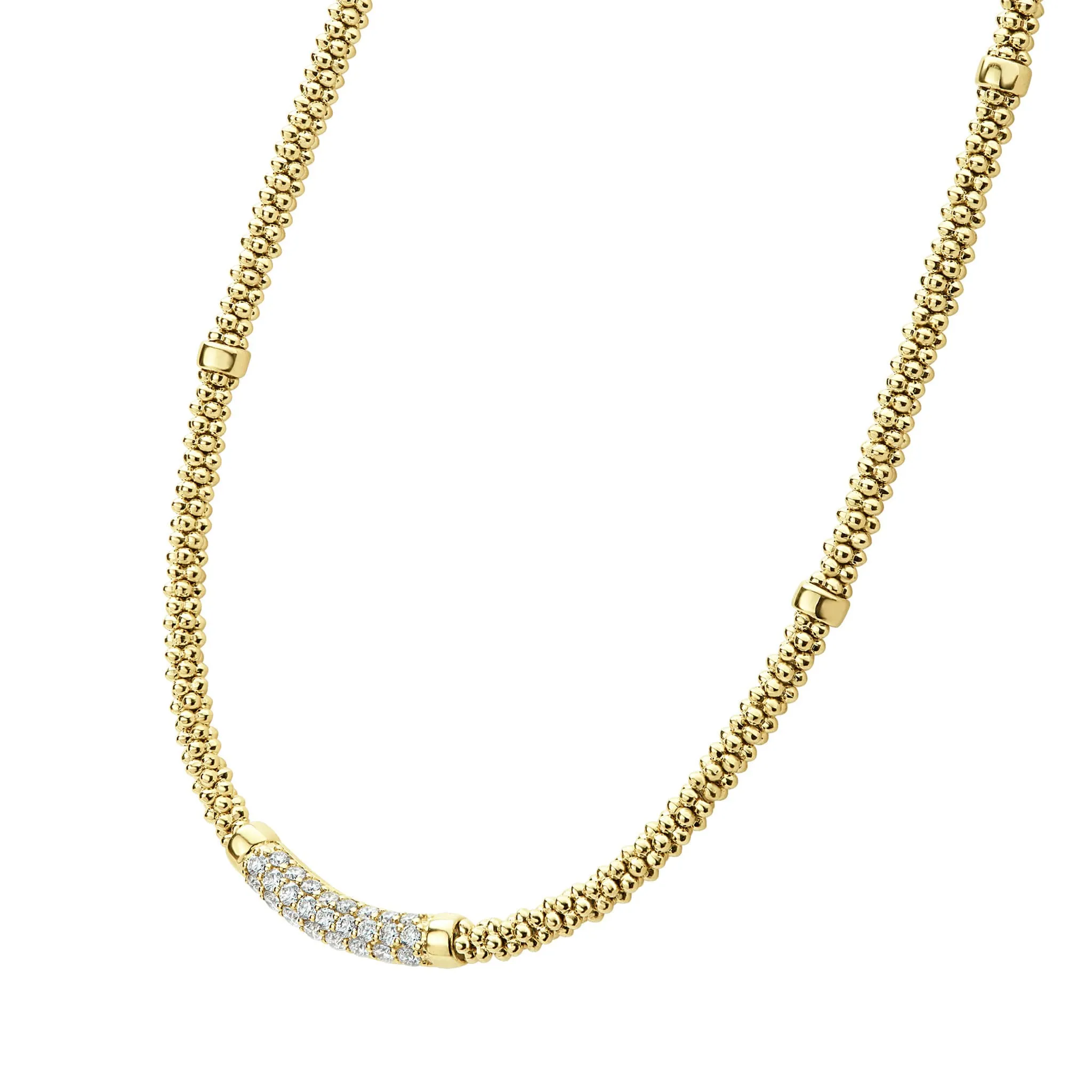 Caviar Gold Eight Gold Station Diamond Caviar Necklace | 3mm sold by LAGOS product image thumbnail 5
