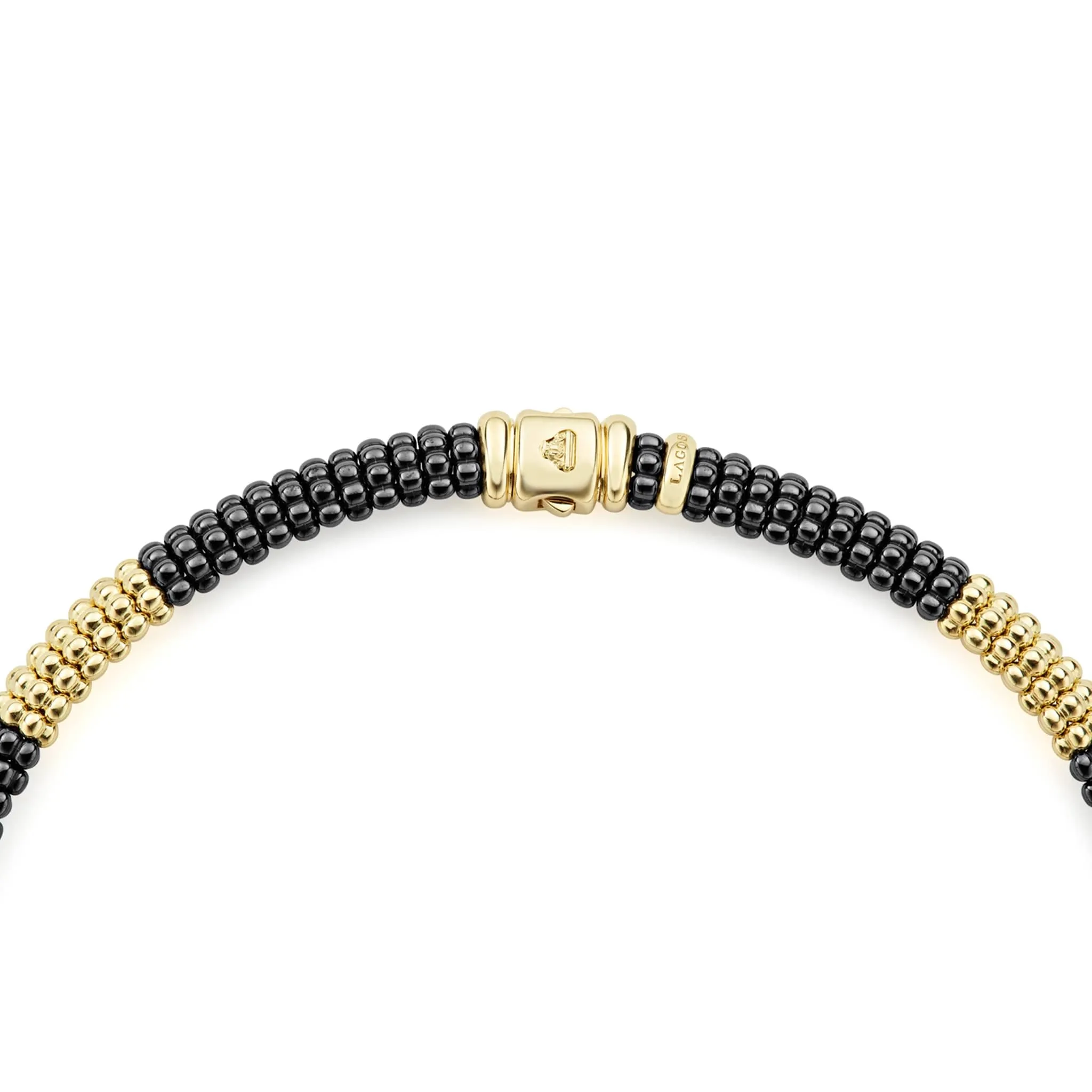 Black Caviar 18K Gold Large Station Ceramic Beaded Necklace | 9mm sold by LAGOS product image thumbnail 4