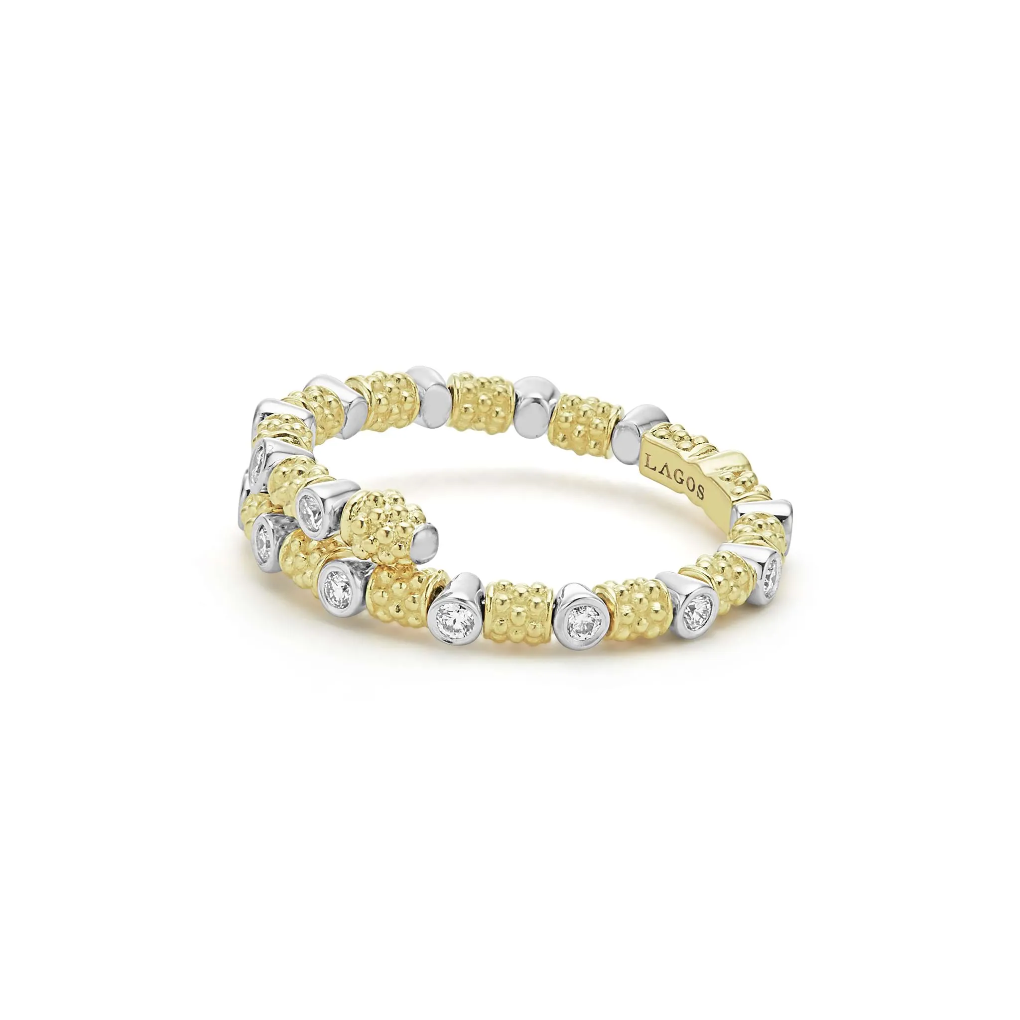 Signature Caviar 18K Gold and Diamond Superfine Band Ring (studio) sold by LAGOS product image thumbnail 4