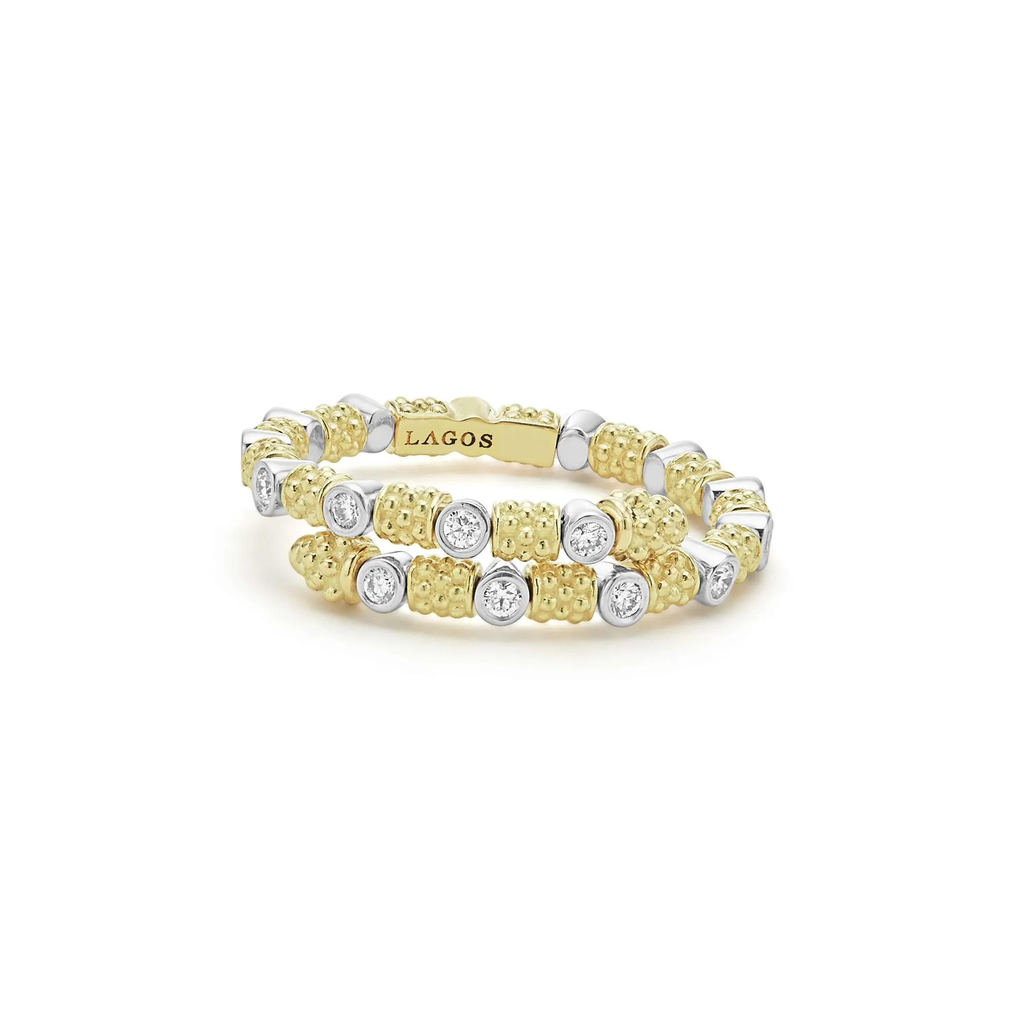 Signature Caviar 18K Gold and Diamond Superfine Band Ring (studio) sold by LAGOS product image thumbnail 3