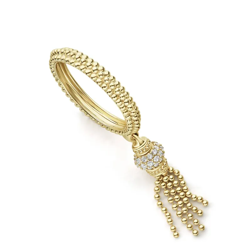 Caviar Gold Caviar Tassel Diamond Ring sold by LAGOS