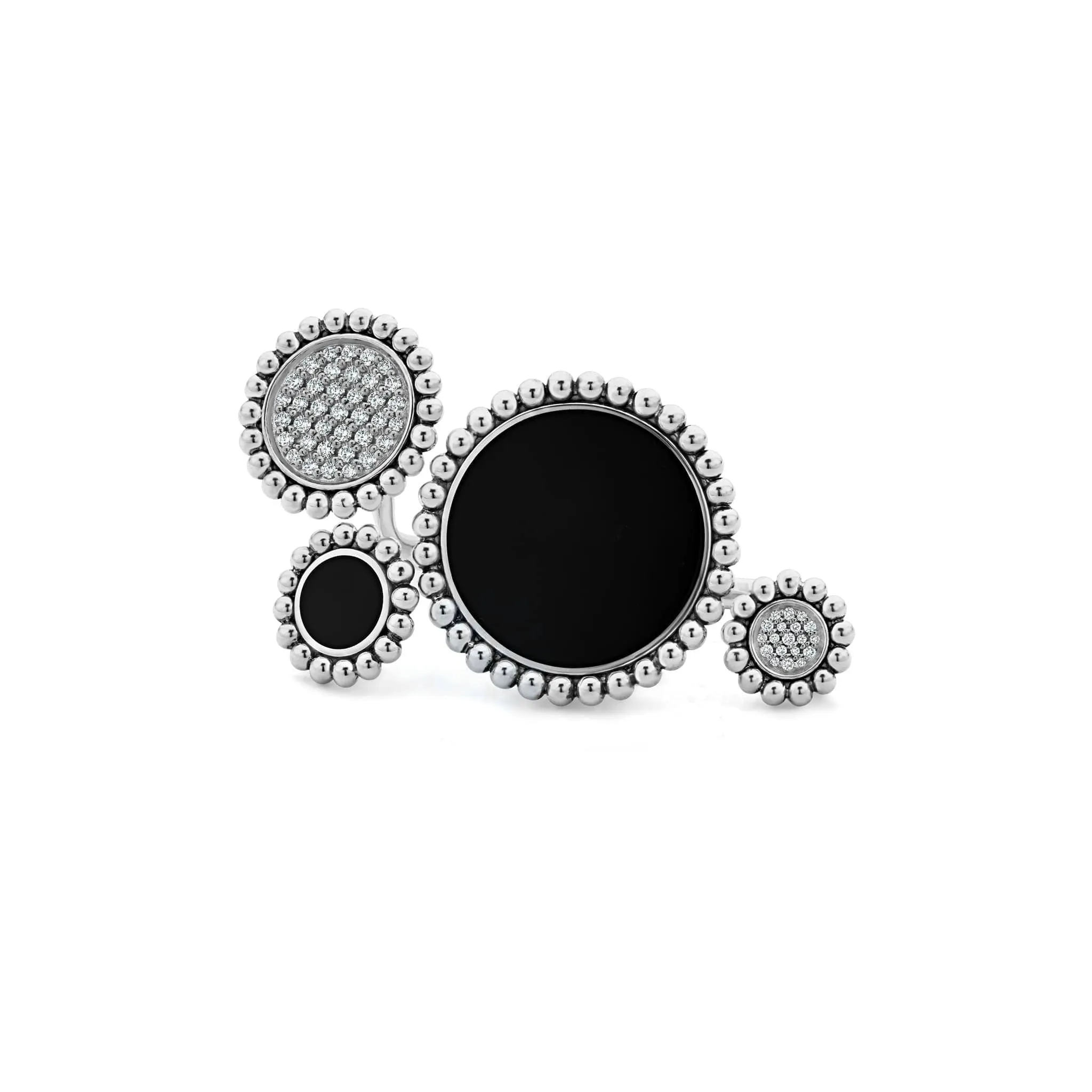 Maya Onyx and Diamond Circle Statement Ring sold by LAGOS product image thumbnail 3