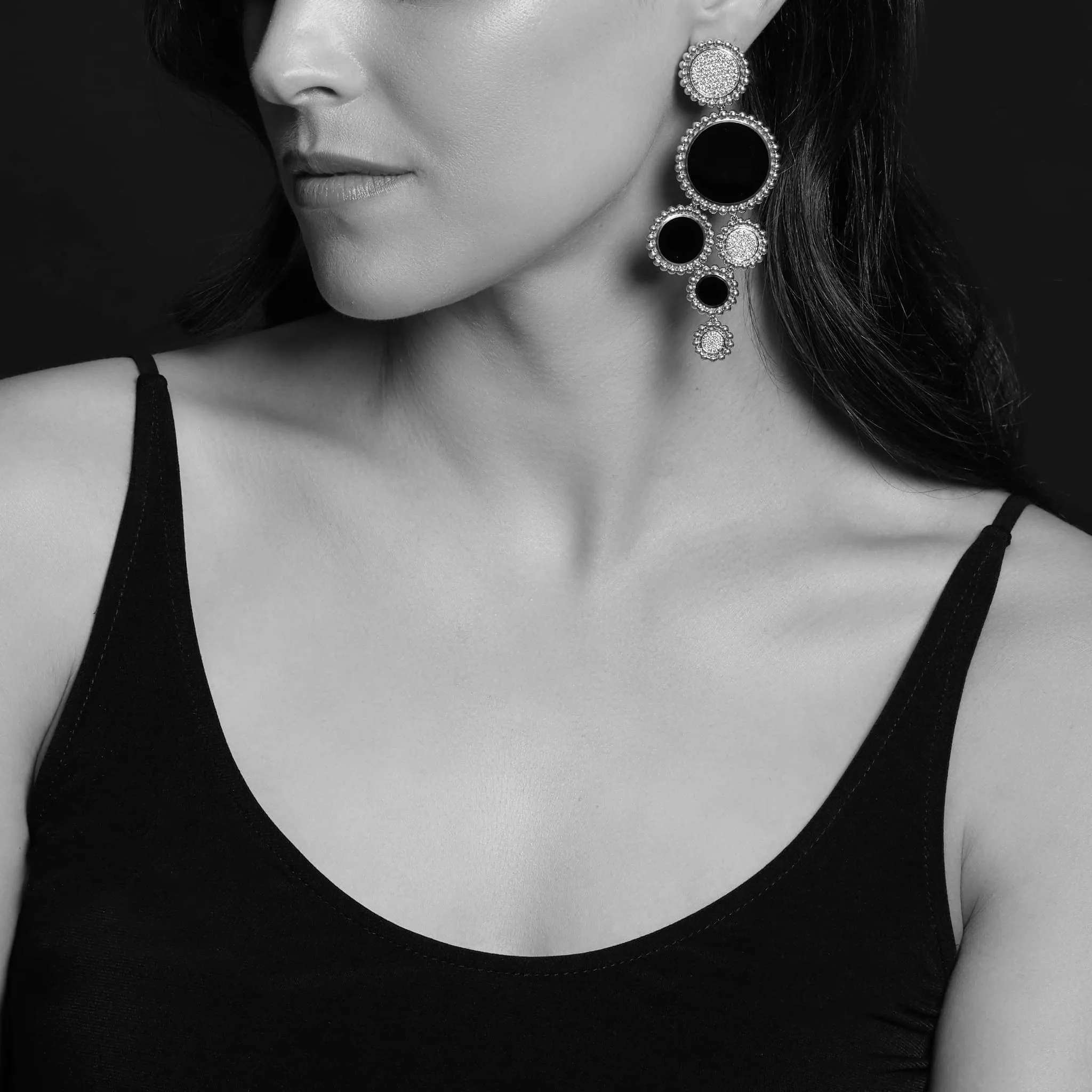 Maya Onyx and Diamond Statement Earrings sold by LAGOS product image thumbnail 2