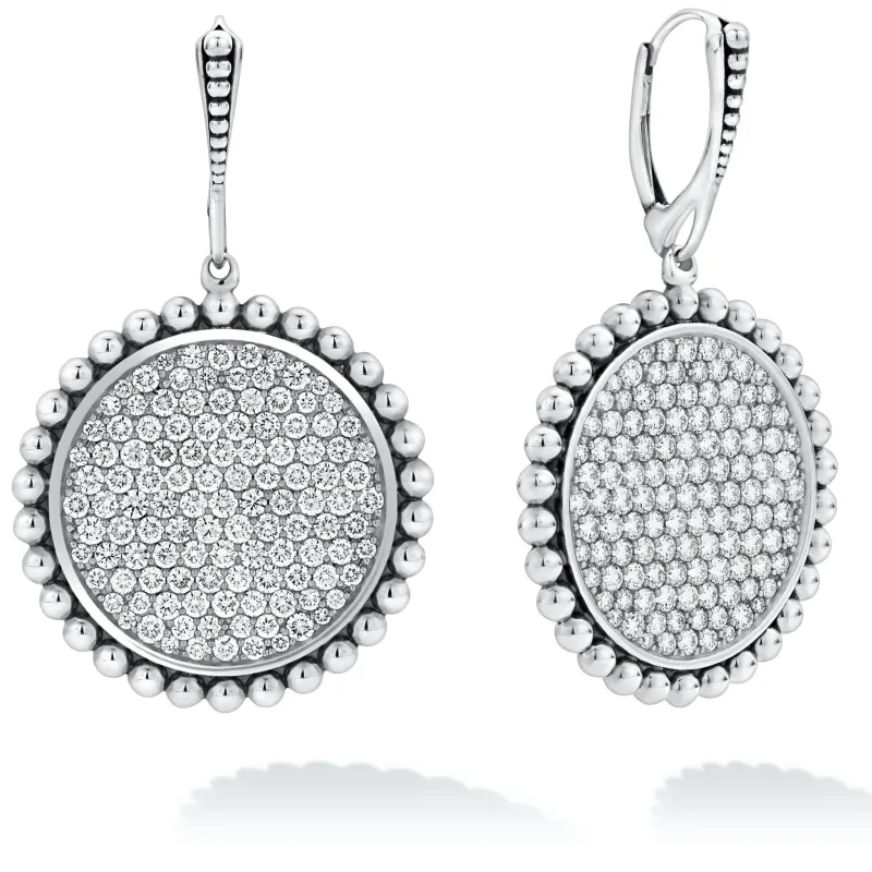 Caviar Spark Large Caviar Circle Diamond Drop Earrings sold by LAGOS