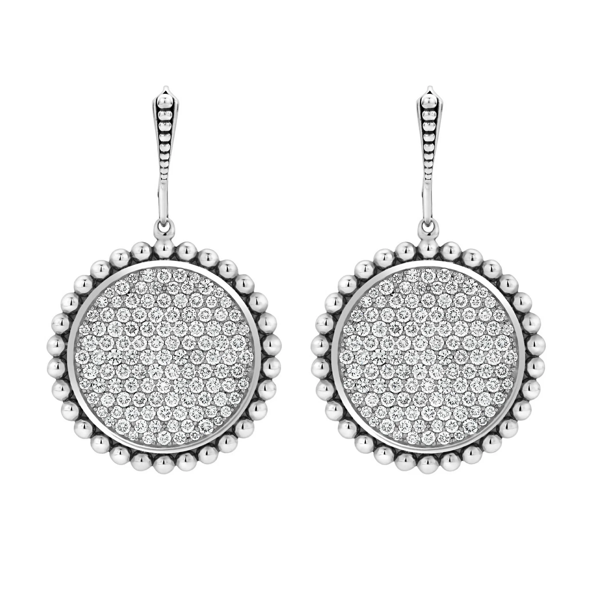 Caviar Spark Large Caviar Circle Diamond Drop Earrings sold by LAGOS product image thumbnail 3