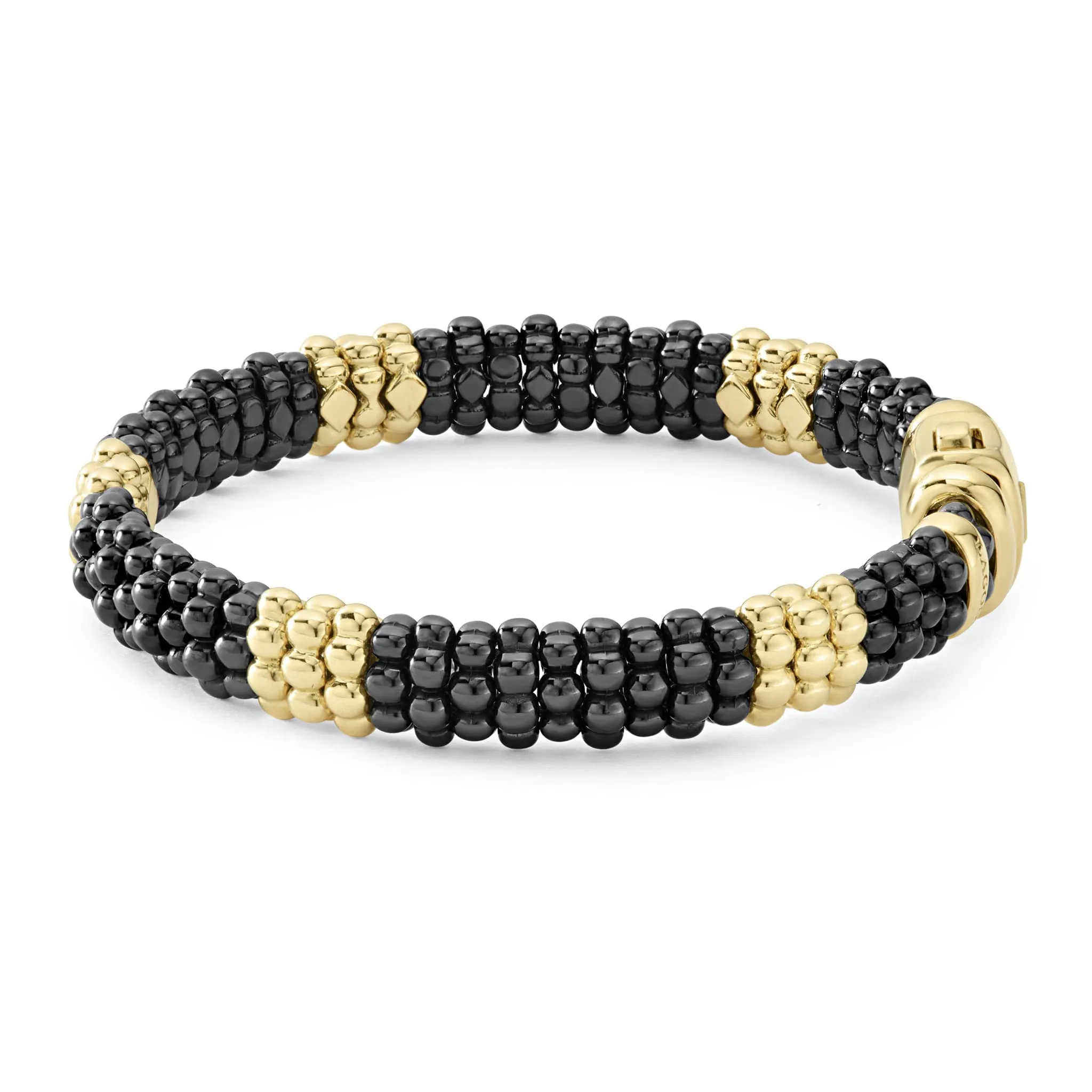 Black Caviar 18K Gold Station Ceramic Beaded Bracelet | 9mm sold by LAGOS product image thumbnail 4