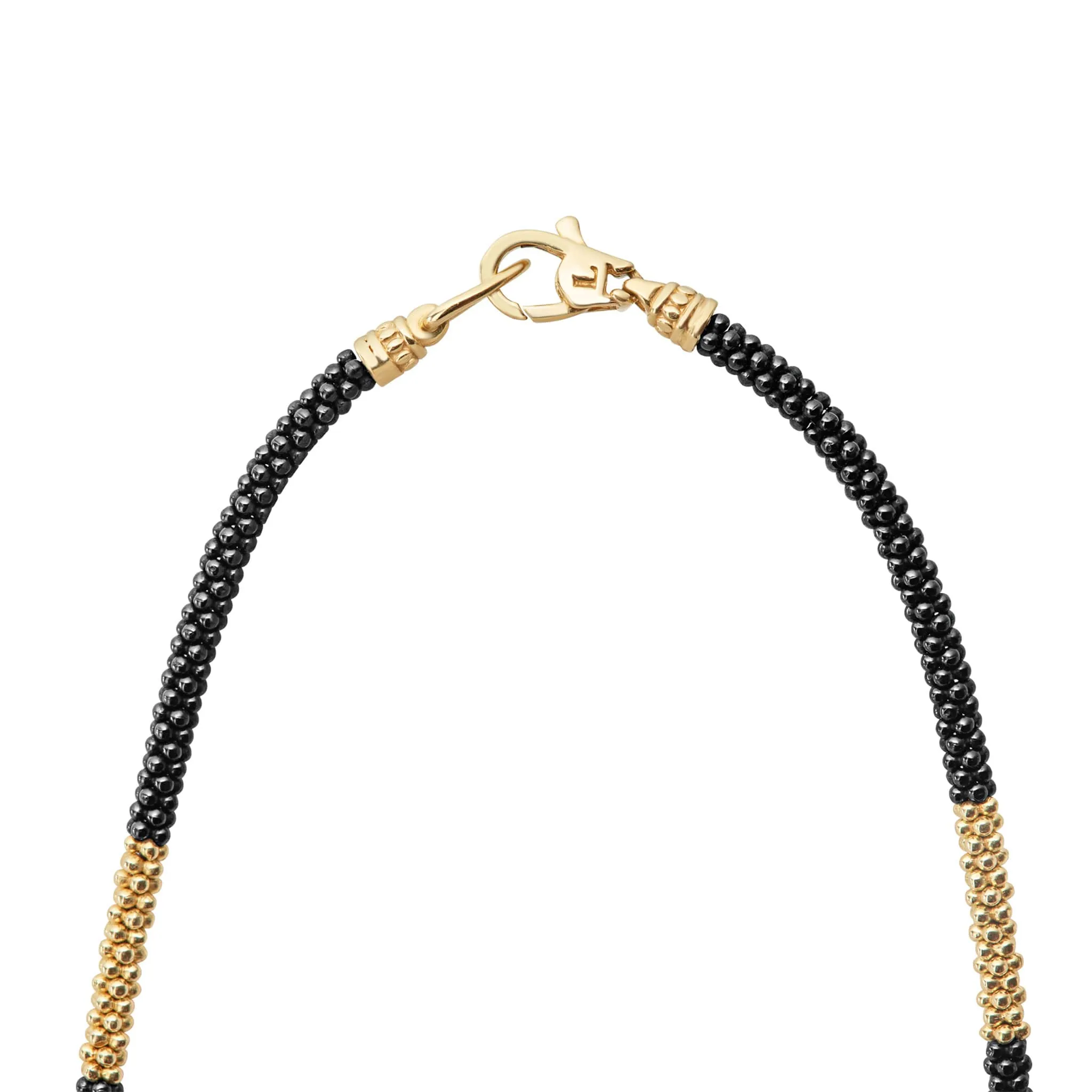 Black Caviar 18K Gold Large Station Ceramic Beaded Necklace | 3mm sold by LAGOS product image thumbnail 4