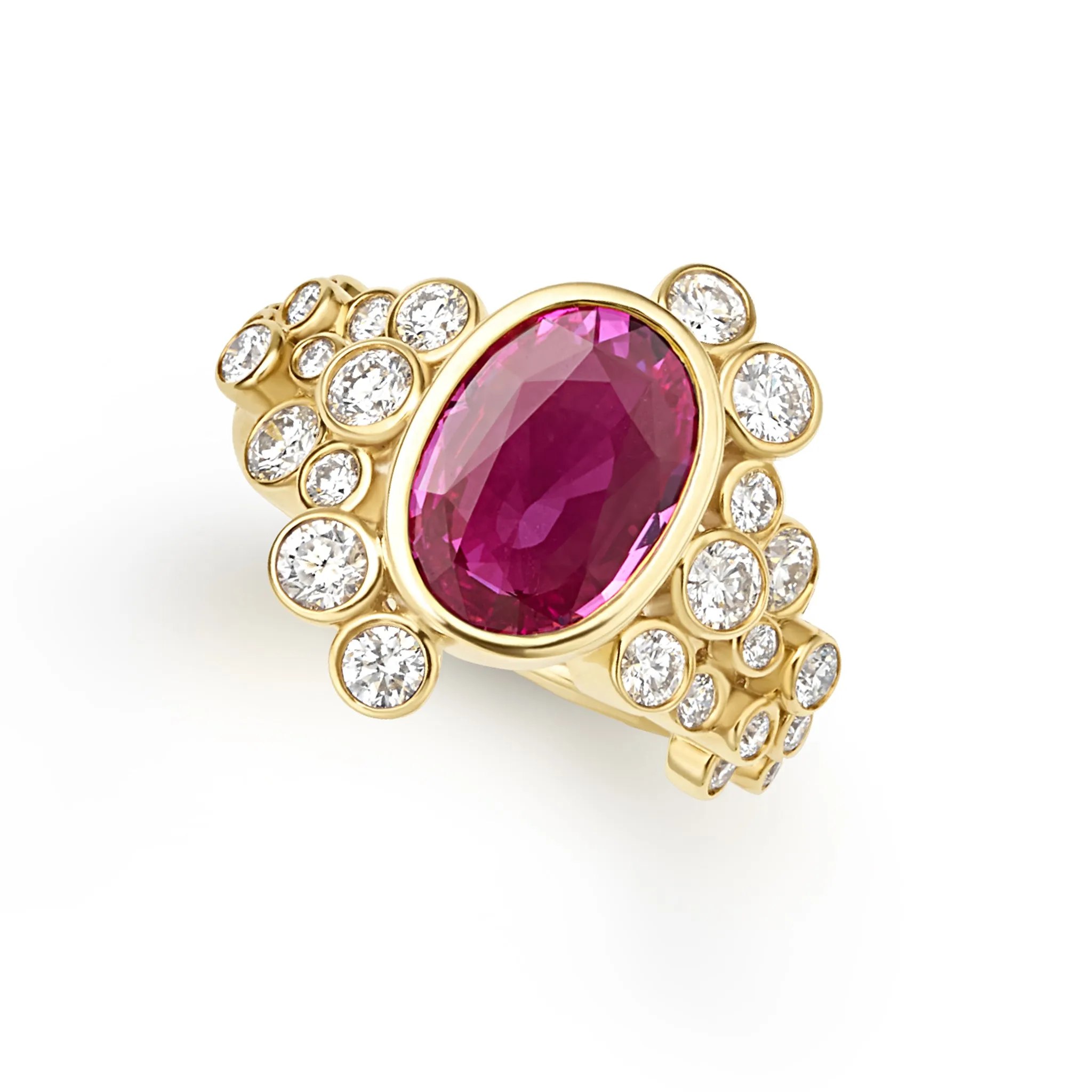 SML 18K Gold Oval Pink Sapphire and Diamond Ring sold by LAGOS