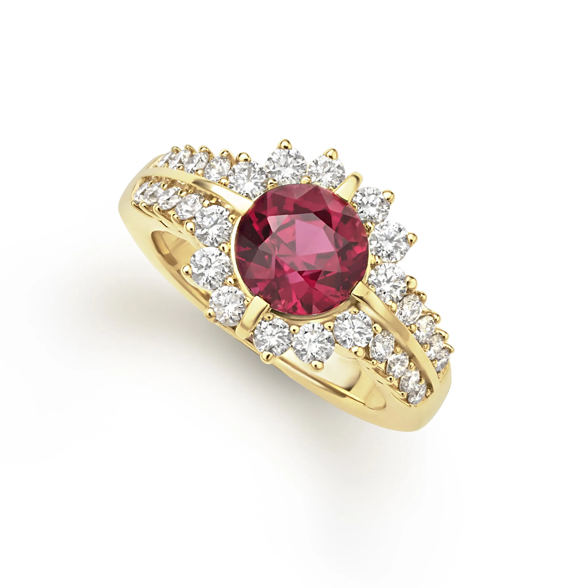 SML 18K Gold Circle Ruby and Diamond Ring sold by LAGOS