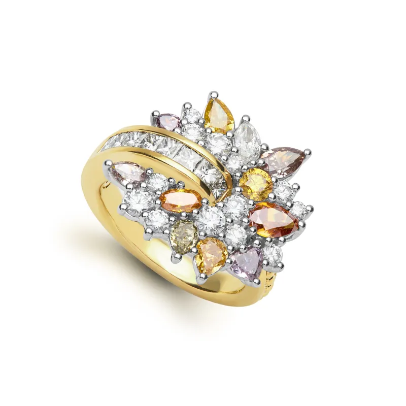 SML 18K Gold Colorful Diamond Ring sold by LAGOS