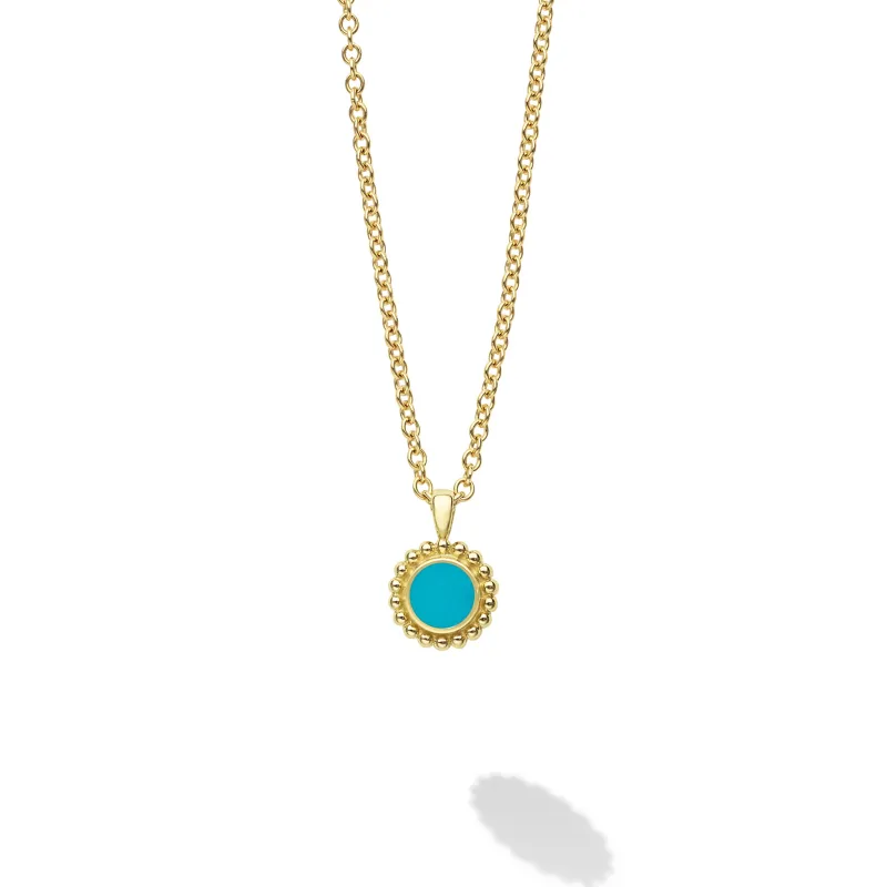 Covet 18K Gold Round Turquoise Pendant Necklace sold by LAGOS