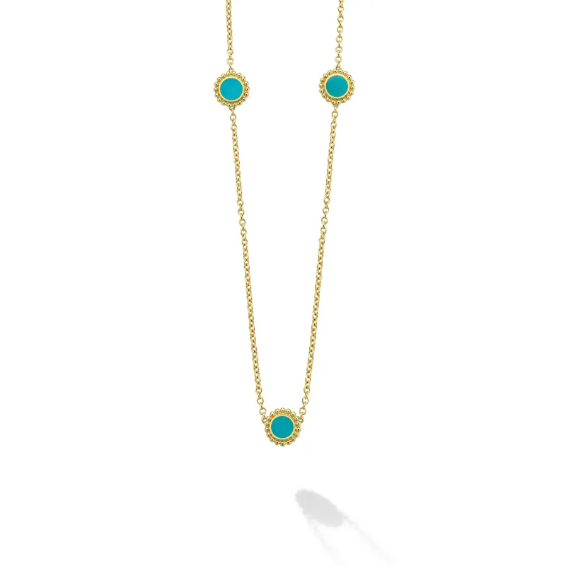 Covet 18K Gold 6-Station Turquoise Necklace sold by LAGOS