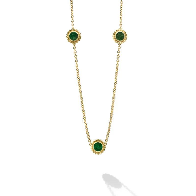 Covet Three Station Round Jade Necklace sold by LAGOS