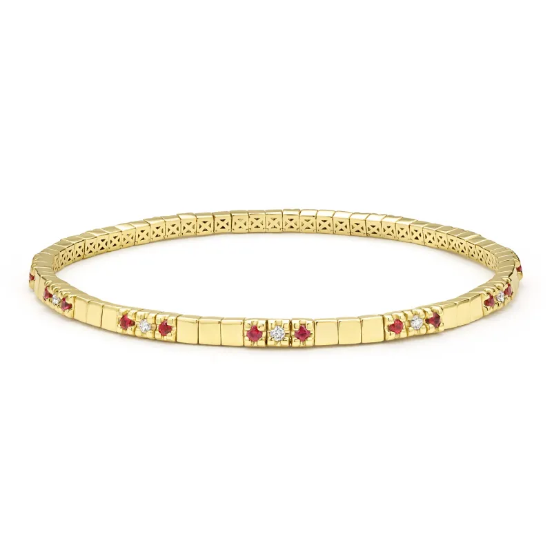 Studio 18K Gold Ruby and Diamond Square Tennis Bracelet sold by LAGOS