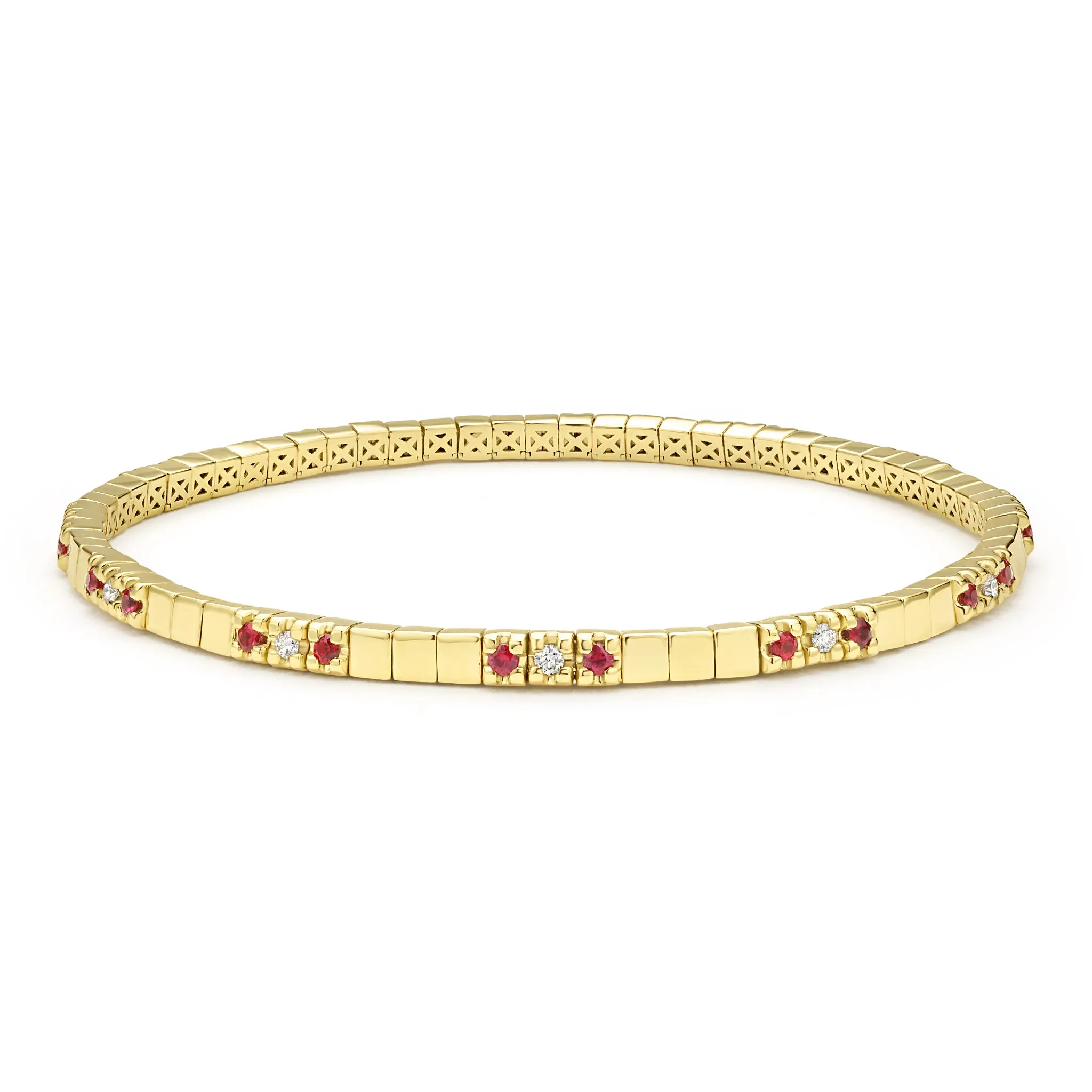 Studio 18K Gold Ruby and Diamond Square Tennis Bracelet sold by LAGOS