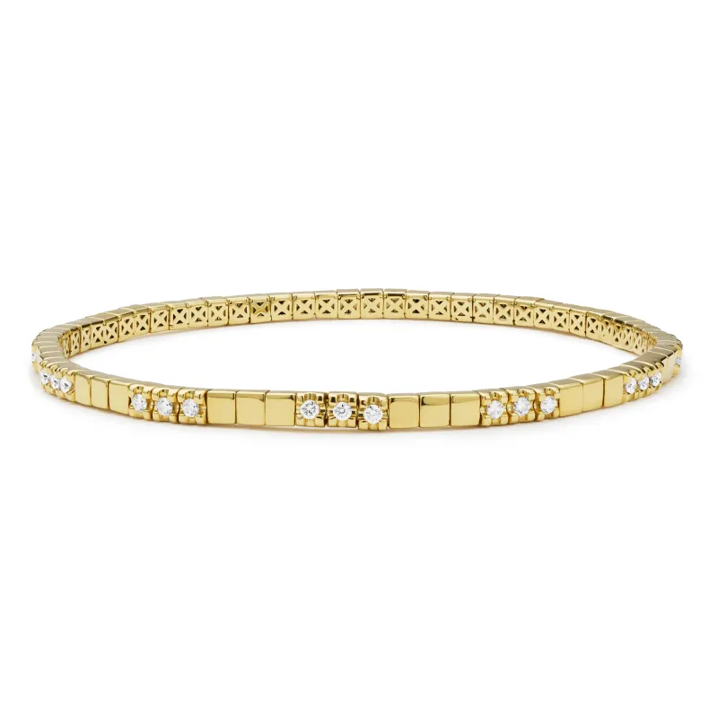 Caviar Gold 18K Gold 3 Diamond Square Tennis Bracelet sold by LAGOS