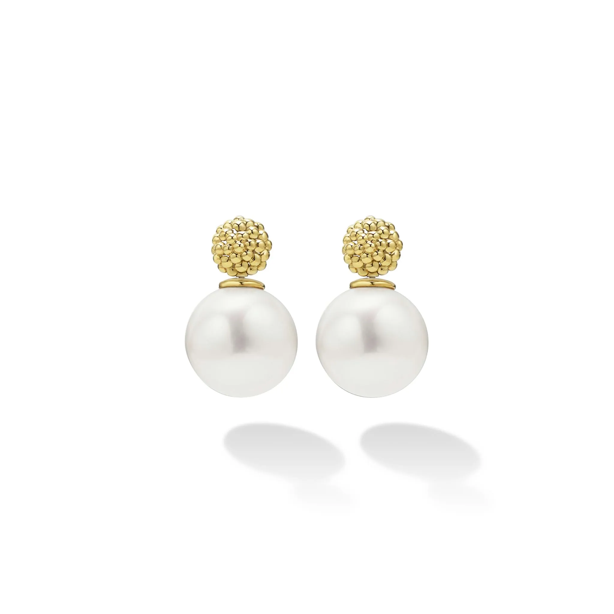 Luna 18K Gold Caviar Beaded Pearl Drop Earrings sold by LAGOS product image thumbnail 3