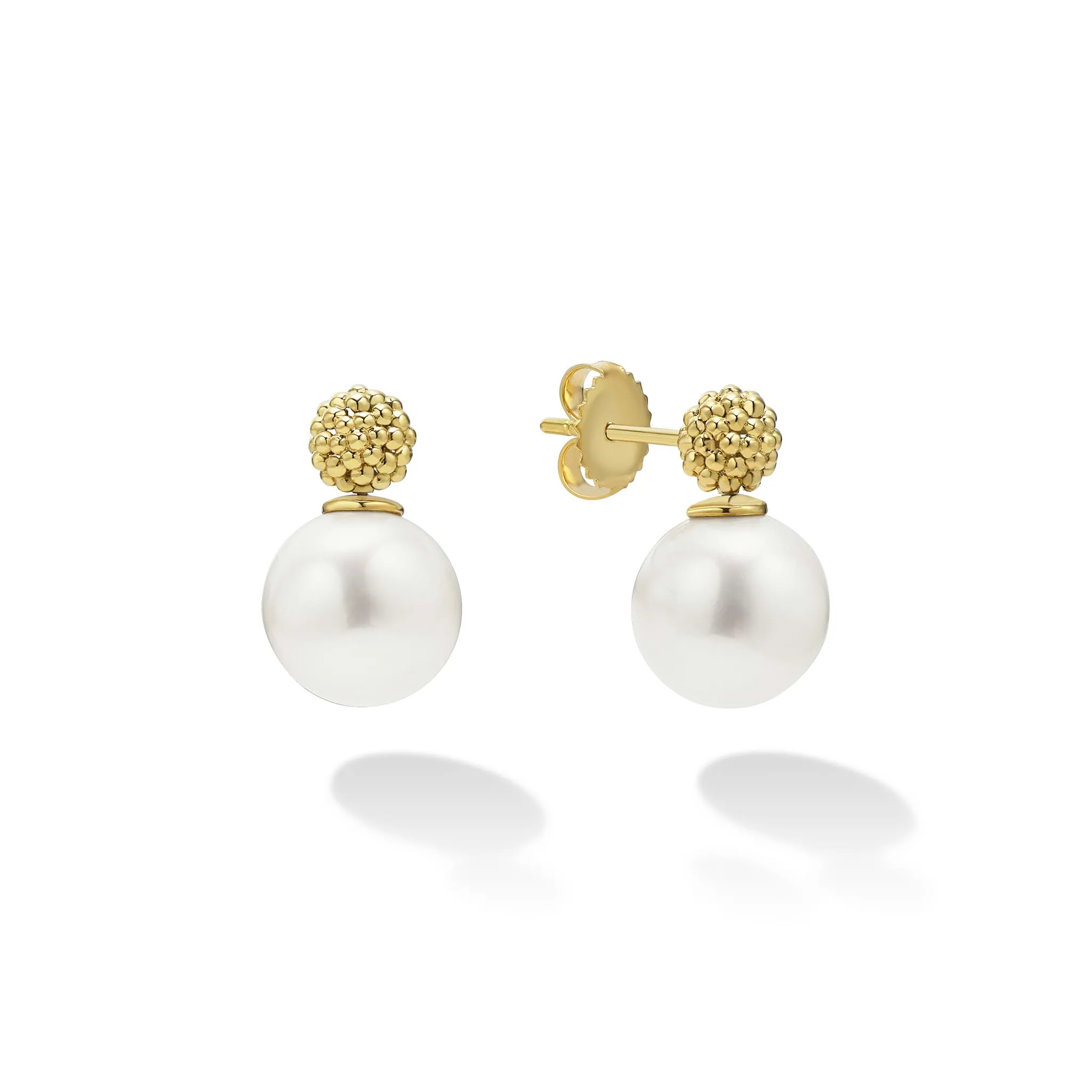 Luna 18K Gold Caviar Beaded Pearl Drop Earrings sold by LAGOS product image thumbnail 2