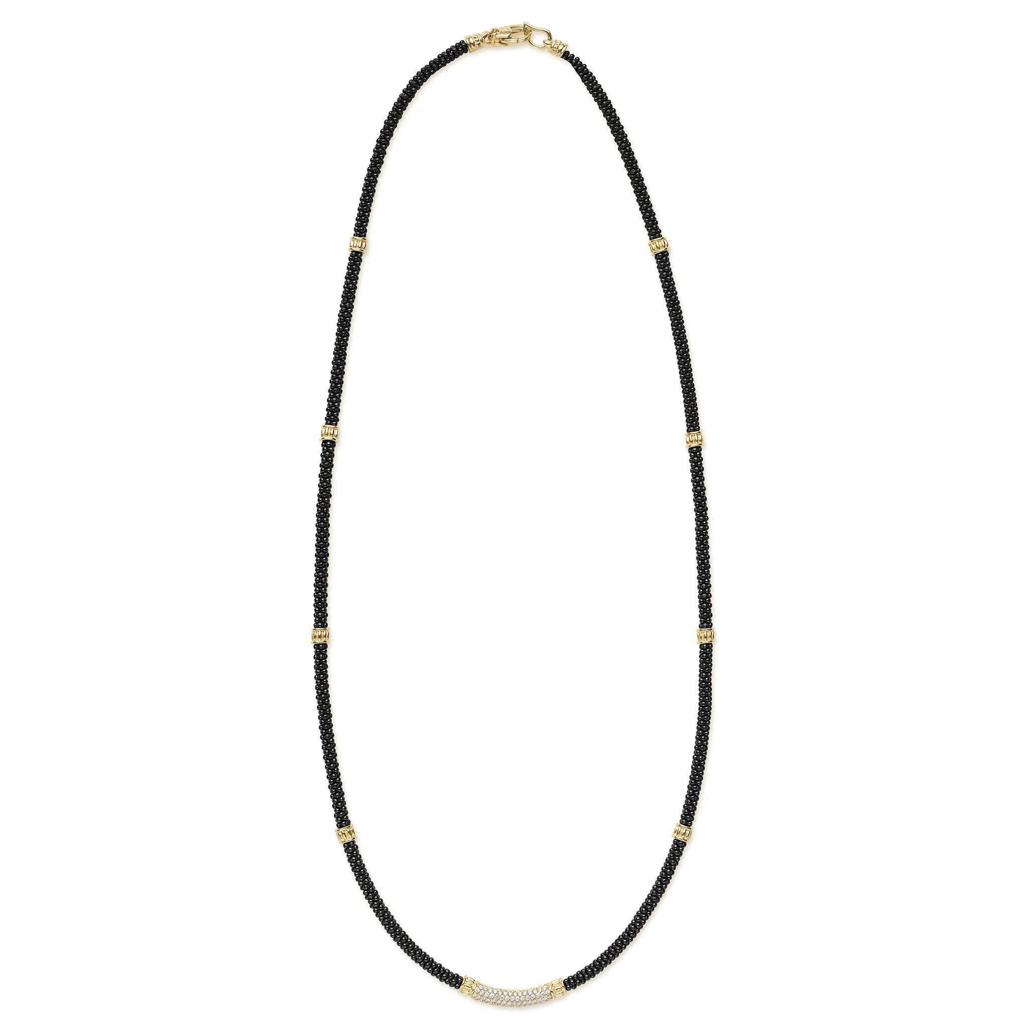Black Caviar 18K Gold Black Ceramic and Diamond Station Rope Necklace sold by LAGOS product image thumbnail 2