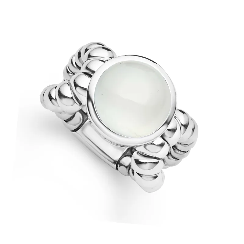 Caviar Color Sterling Silver Moonstone Ring sold by LAGOS