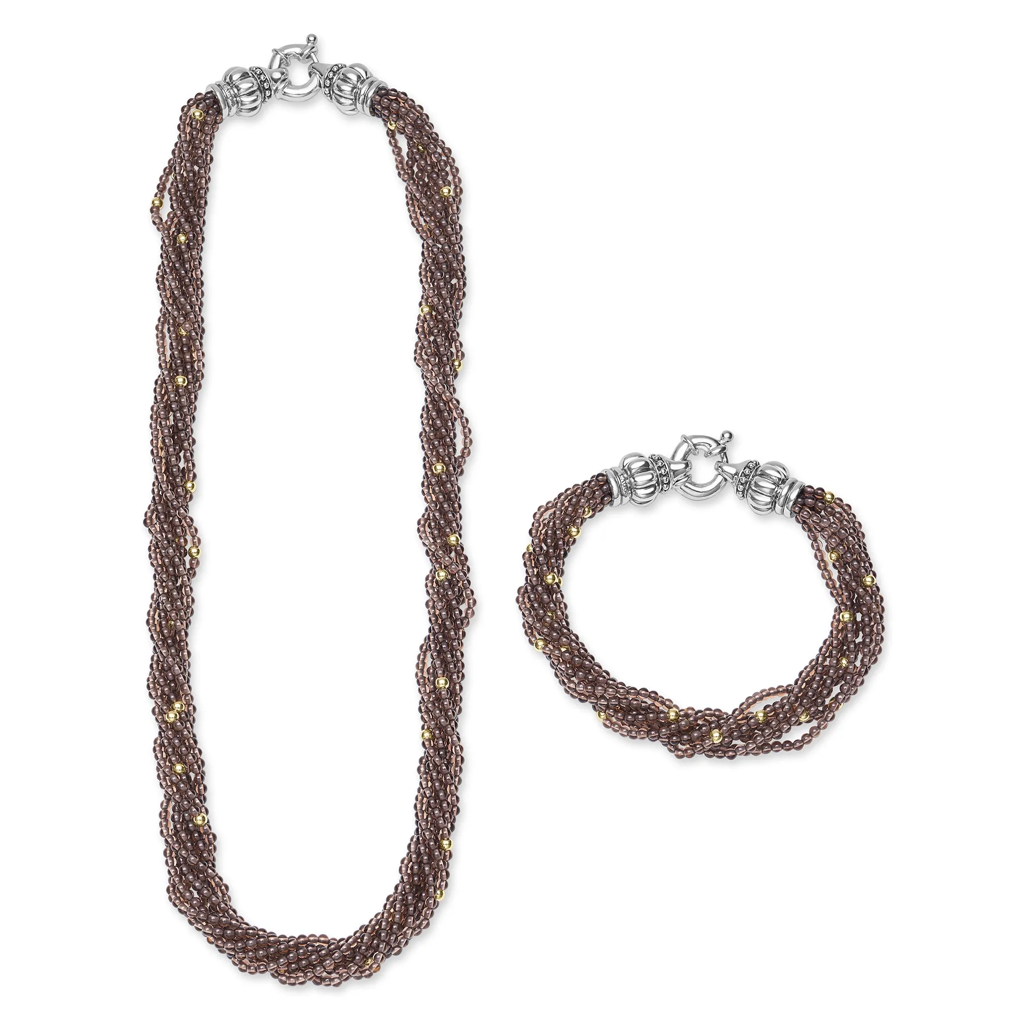 Caviar Icon 18K Gold Smokey Quartz Beaded Necklace sold by LAGOS product image thumbnail 3