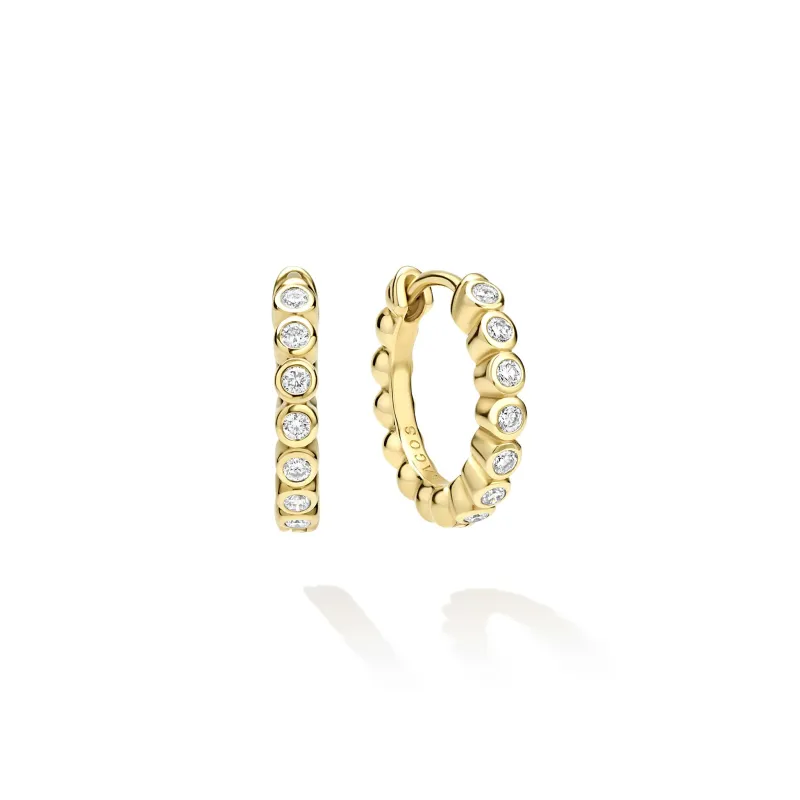 Caviar Gold 18K Gold Hoop Diamond Earrings sold by LAGOS