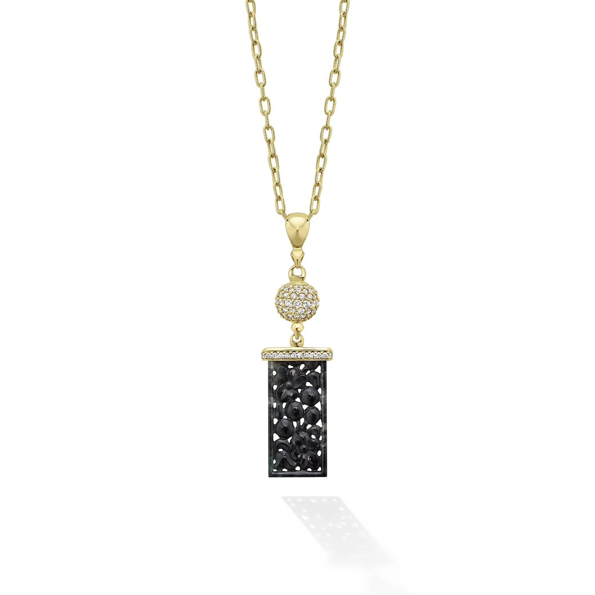 Studio 18K Gold Black Jade and Diamond Pendant Necklace sold by LAGOS