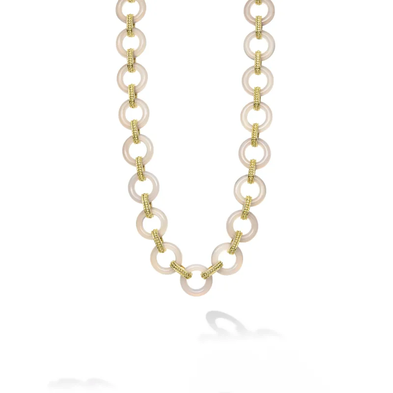 Caviar Gold Grey Agate and 18K Gold Caviar Link Necklace sold by LAGOS