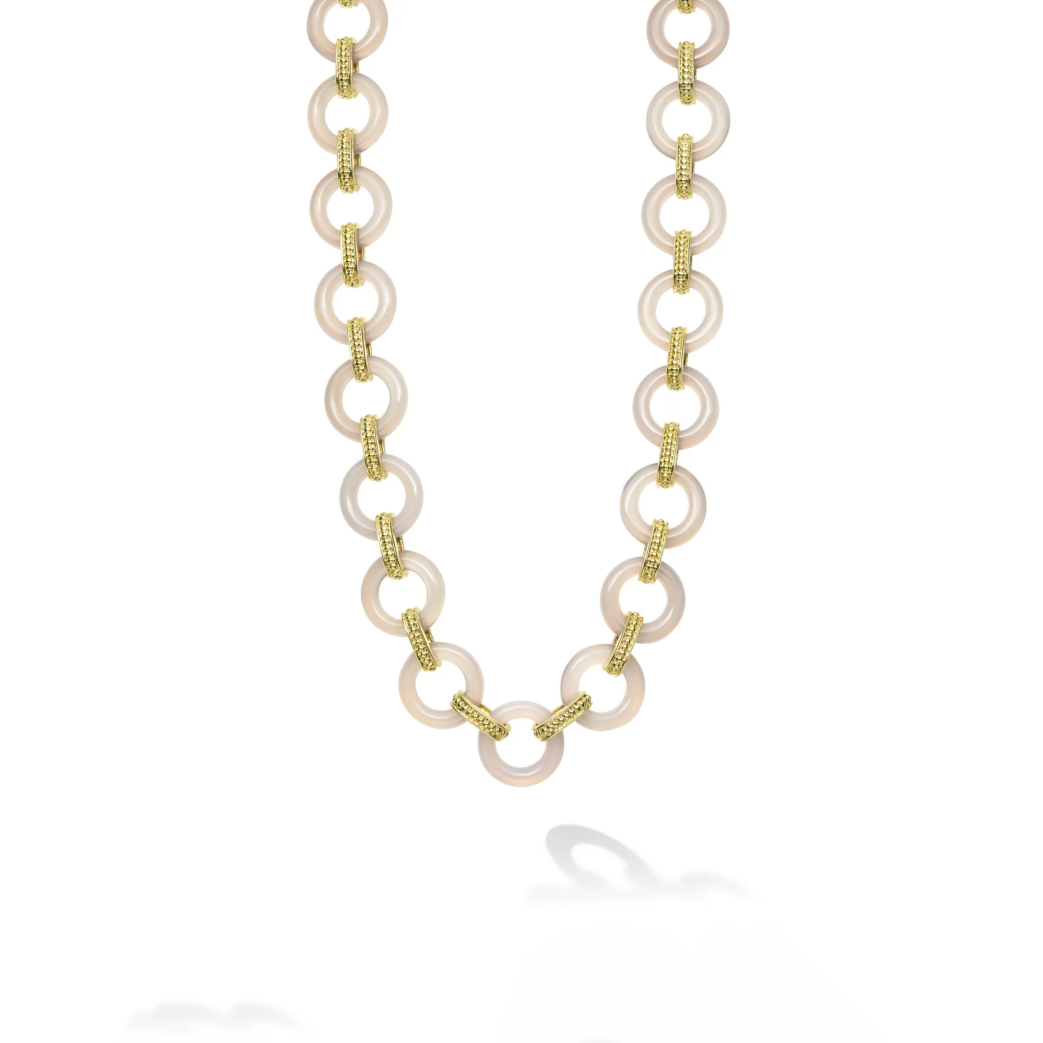 Caviar Gold Grey Agate and 18K Gold Caviar Link Necklace sold by LAGOS