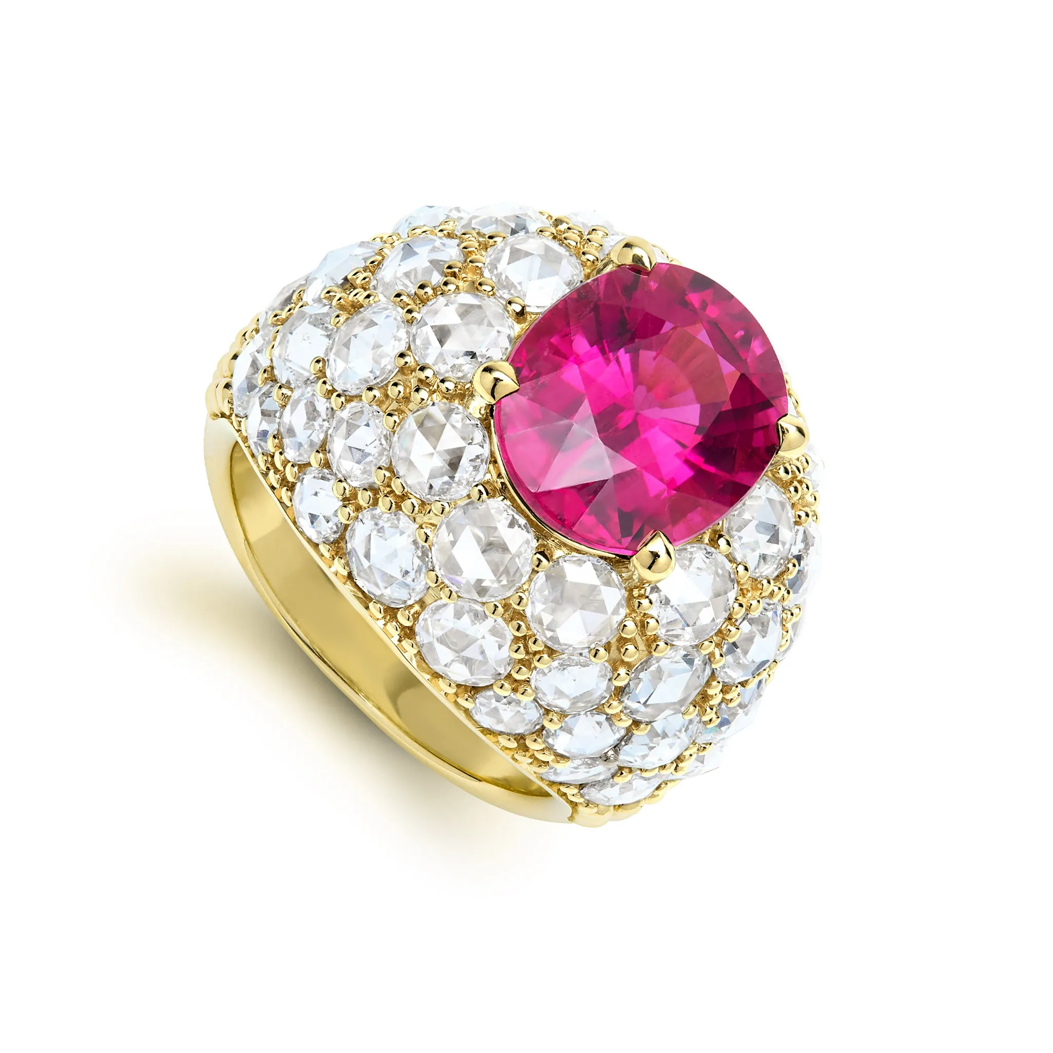 SML 18K Gold Rose-Cut Diamond Rubellite Ring sold by LAGOS