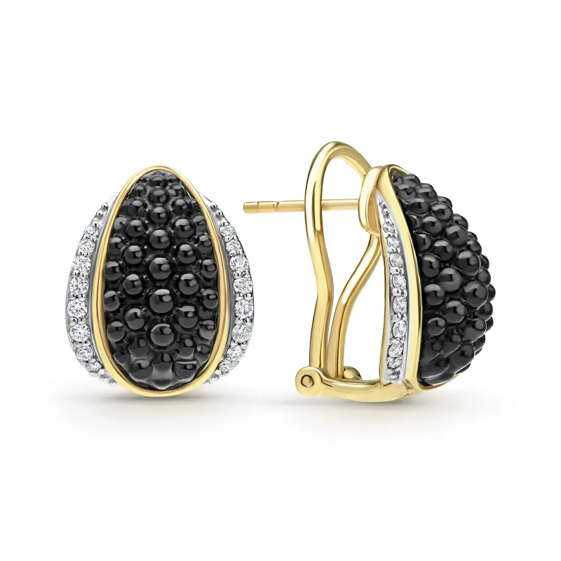 Caviar Gold 18K Gold & Black Ceramic Caviar Diamond Stud Earrings sold by LAGOS