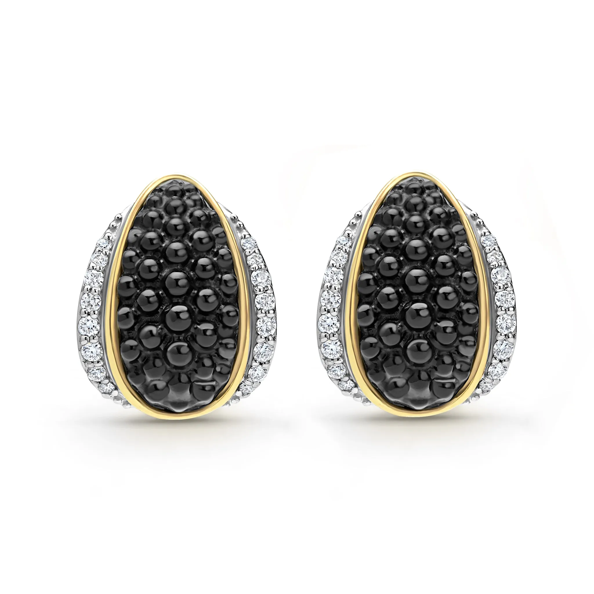 Caviar Gold 18K Gold & Black Ceramic Caviar Diamond Stud Earrings sold by LAGOS product image thumbnail 2