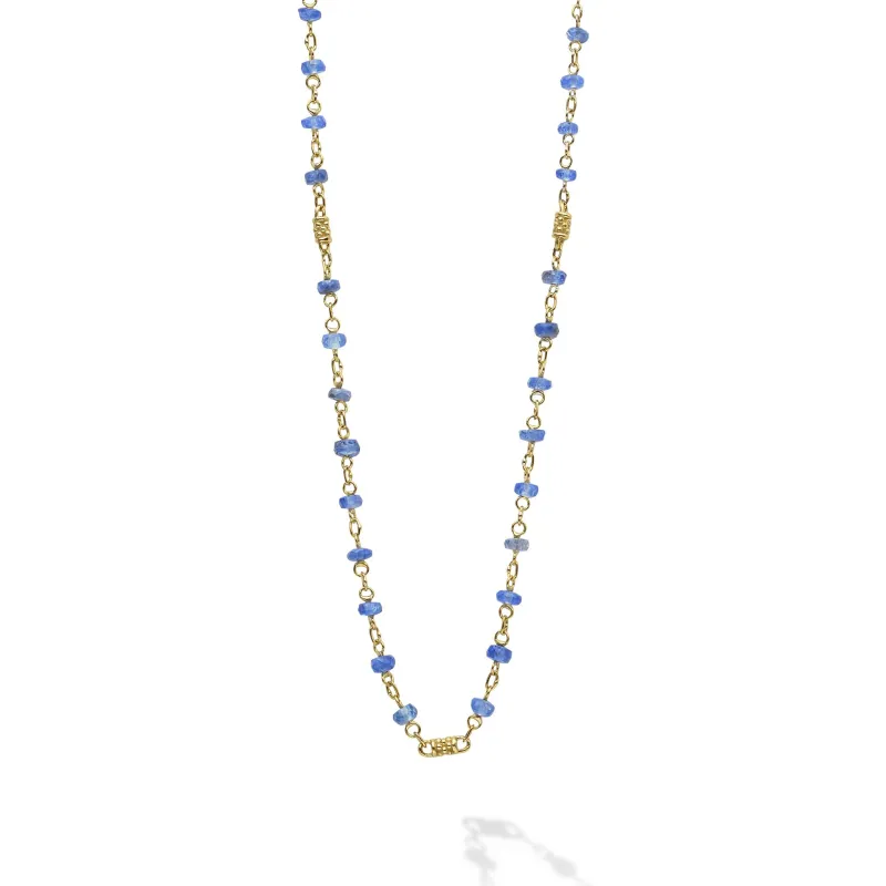 Caviar Gold 18K Caviar Gold & Blue Sapphire Station Necklace sold by LAGOS