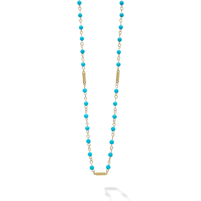 Caviar Gold 18K Gold Turquoise Beaded Necklace sold by LAGOS