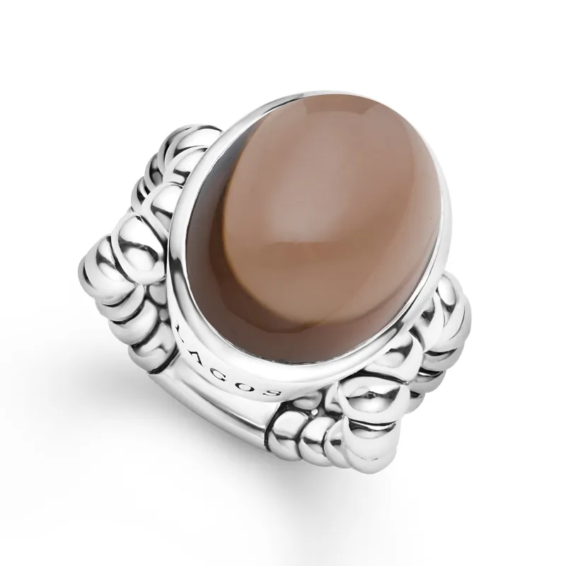 Caviar Color Sterling Silver Smoky Quartz Ring sold by LAGOS