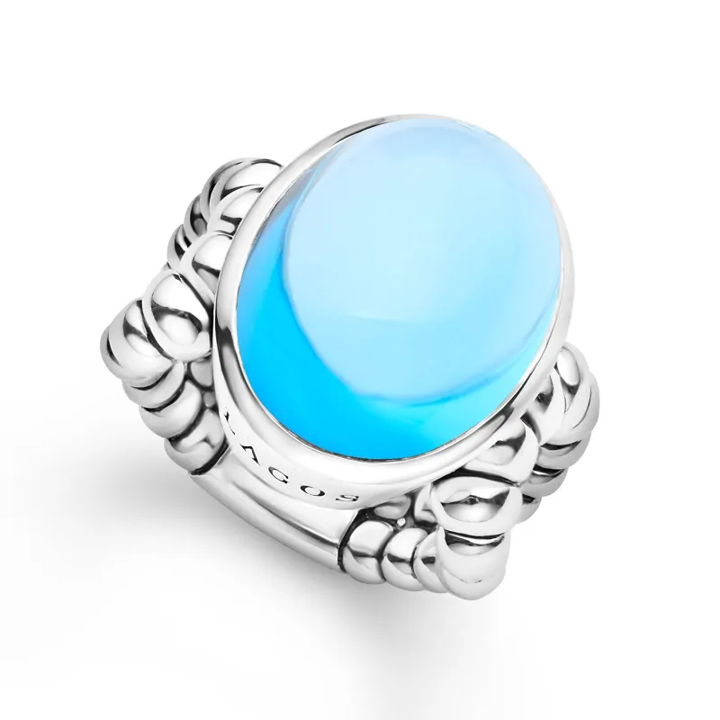 Caviar Color Sterling Silver Blue Topaz Ring sold by LAGOS