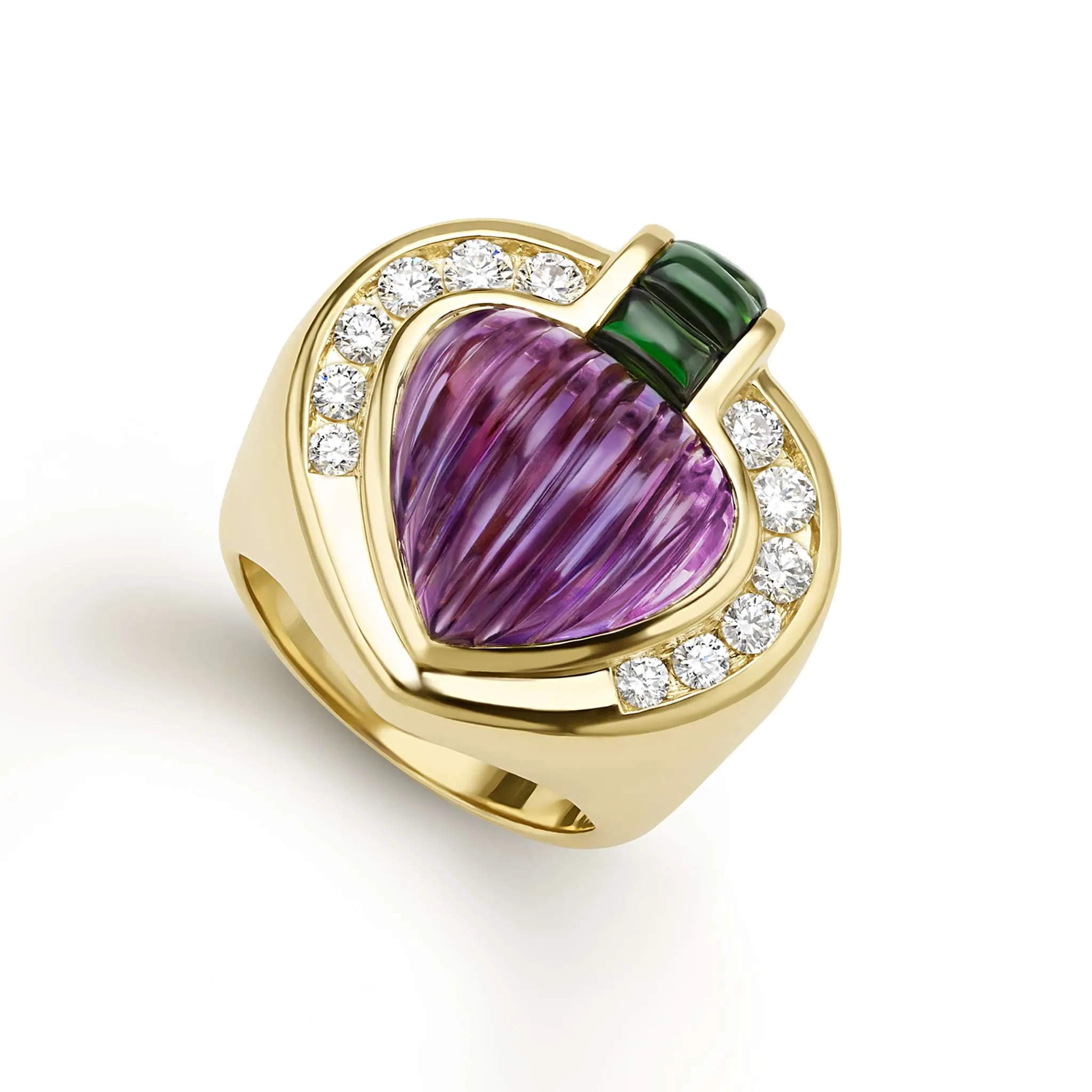 Caviar Gold 18K Gold Amethyst and Tourmaline Ring sold by LAGOS