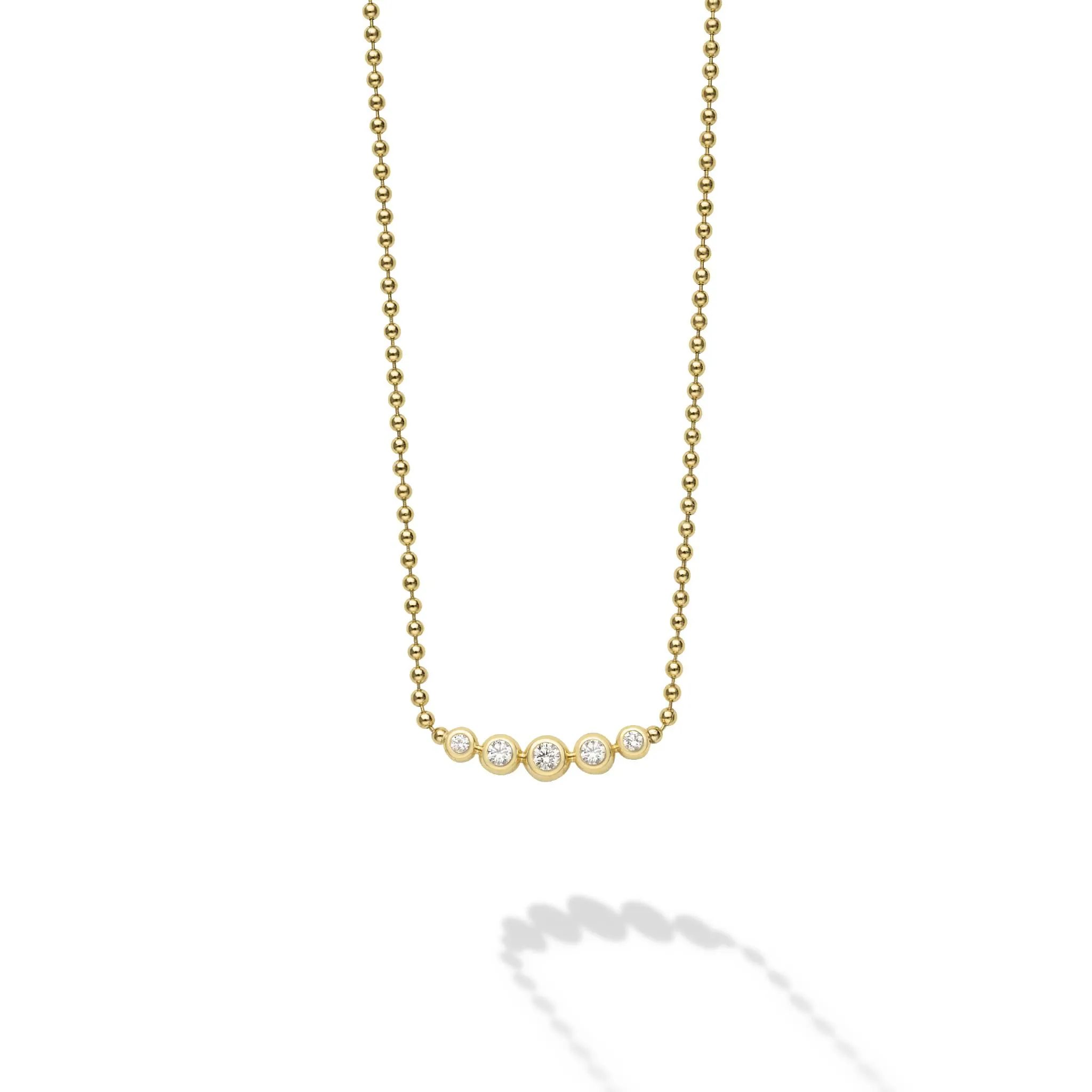 Caviar Gold 18K Caviar Gold Five Diamond Necklace sold by LAGOS