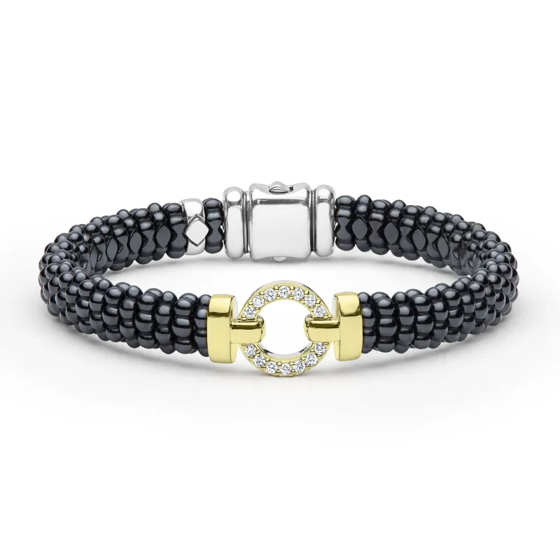 Signature Caviar 18K Gold and Black Ceramic Diamond Bracelet sold by LAGOS