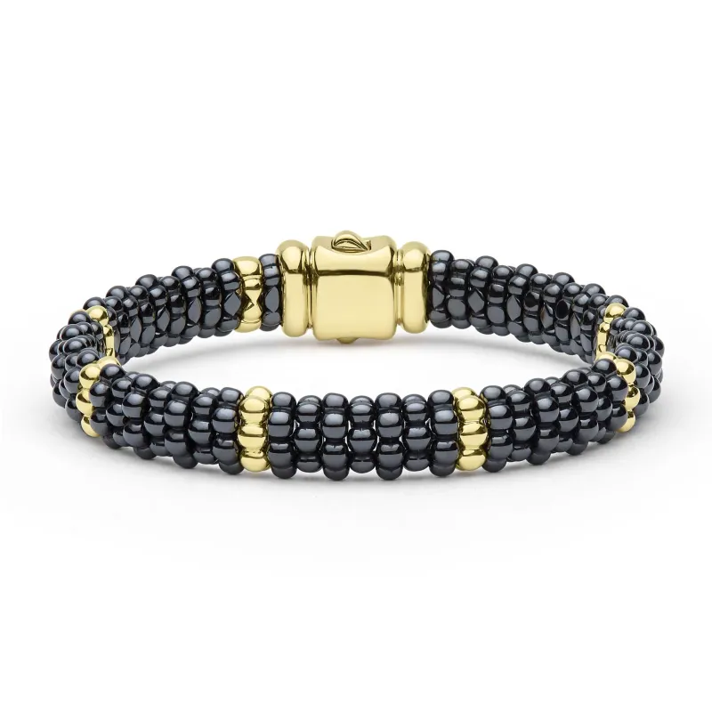 Black Caviar Black Caviar Ceramic and 18K Gold Station Bracelet sold by LAGOS