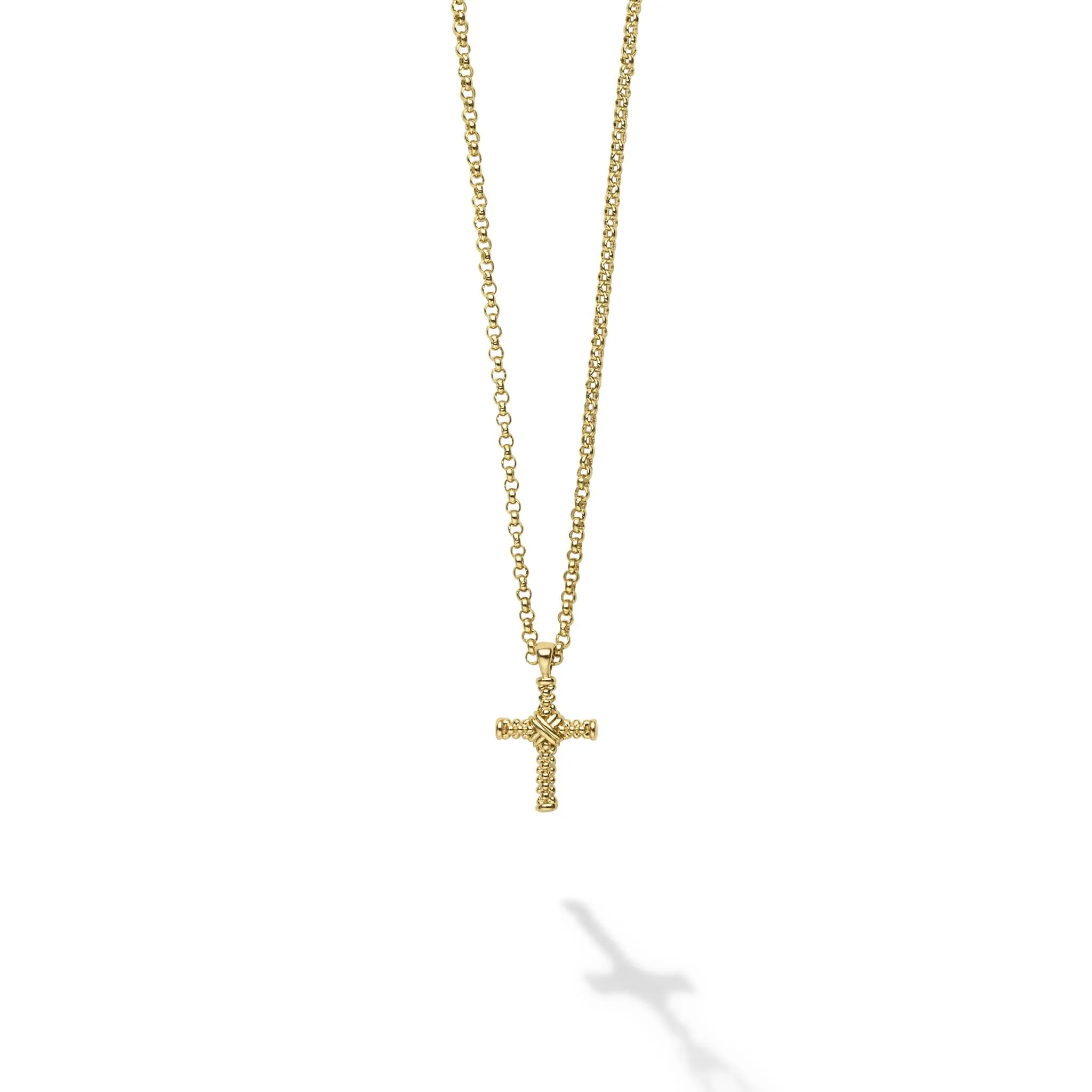Caviar Gold 18K Gold Cross Pendant Necklace sold by LAGOS