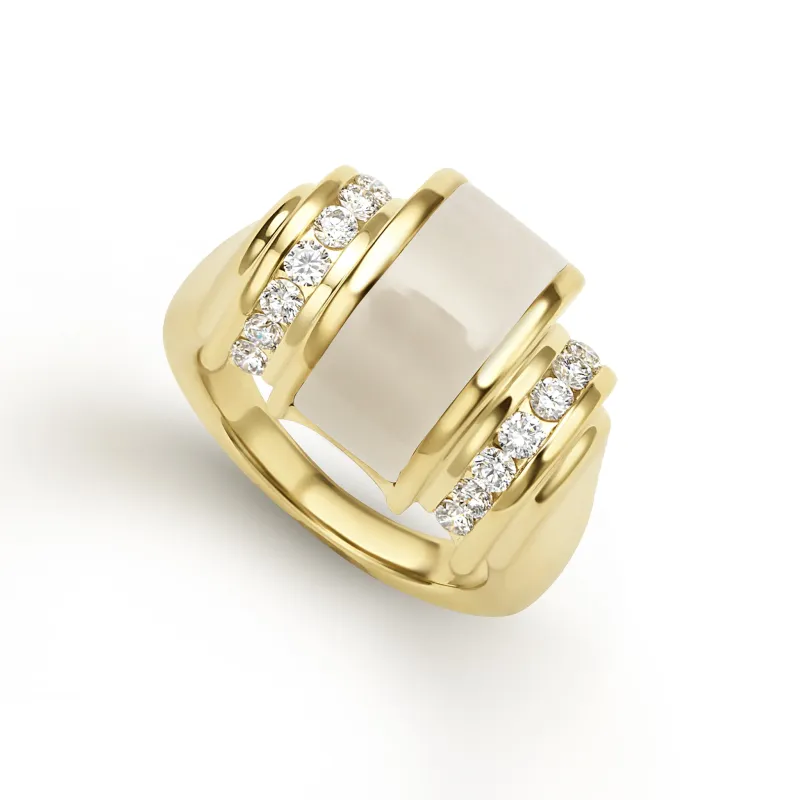 Caviar Gold 18K Gold Moonstone and Diamond Ring sold by LAGOS