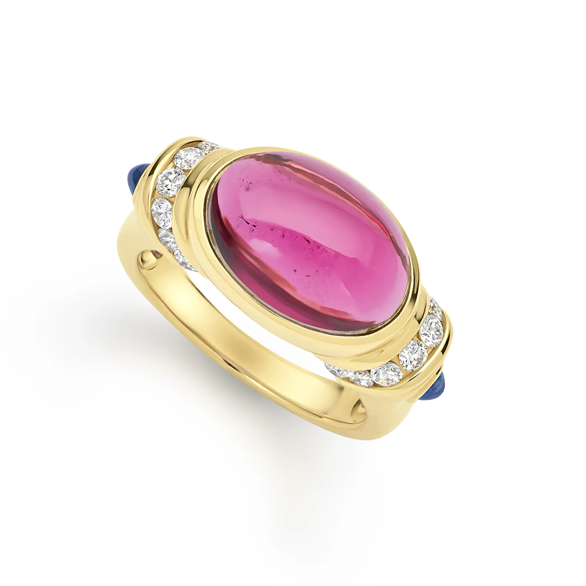 Studio 18K Gold Pink Tourmaline and Sapphire Diamond Ring sold by LAGOS