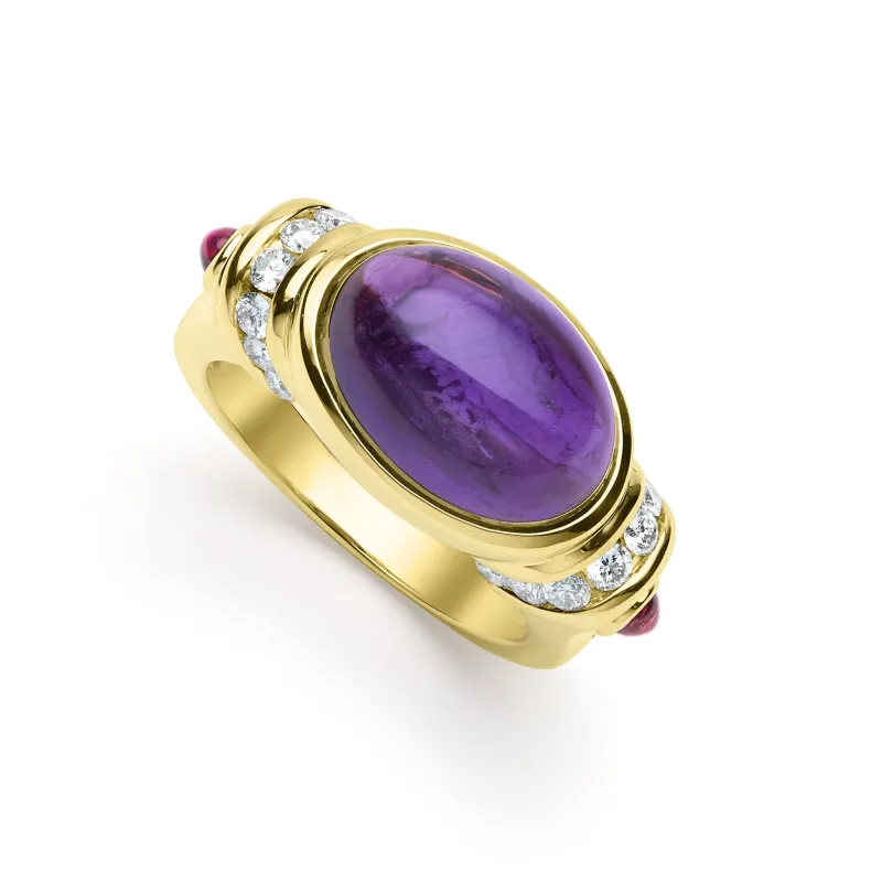 Studio 18K Gold Amethyst and Diamond Ring sold by LAGOS