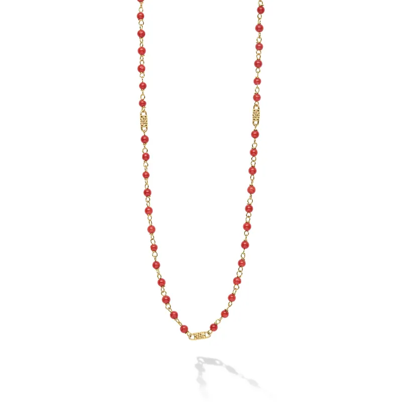 Caviar Gold 18K Gold Coral Station Necklace sold by LAGOS