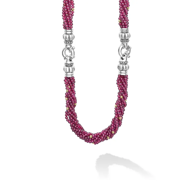 Caviar Icon 18K Gold Ruby Beaded Necklace sold by LAGOS