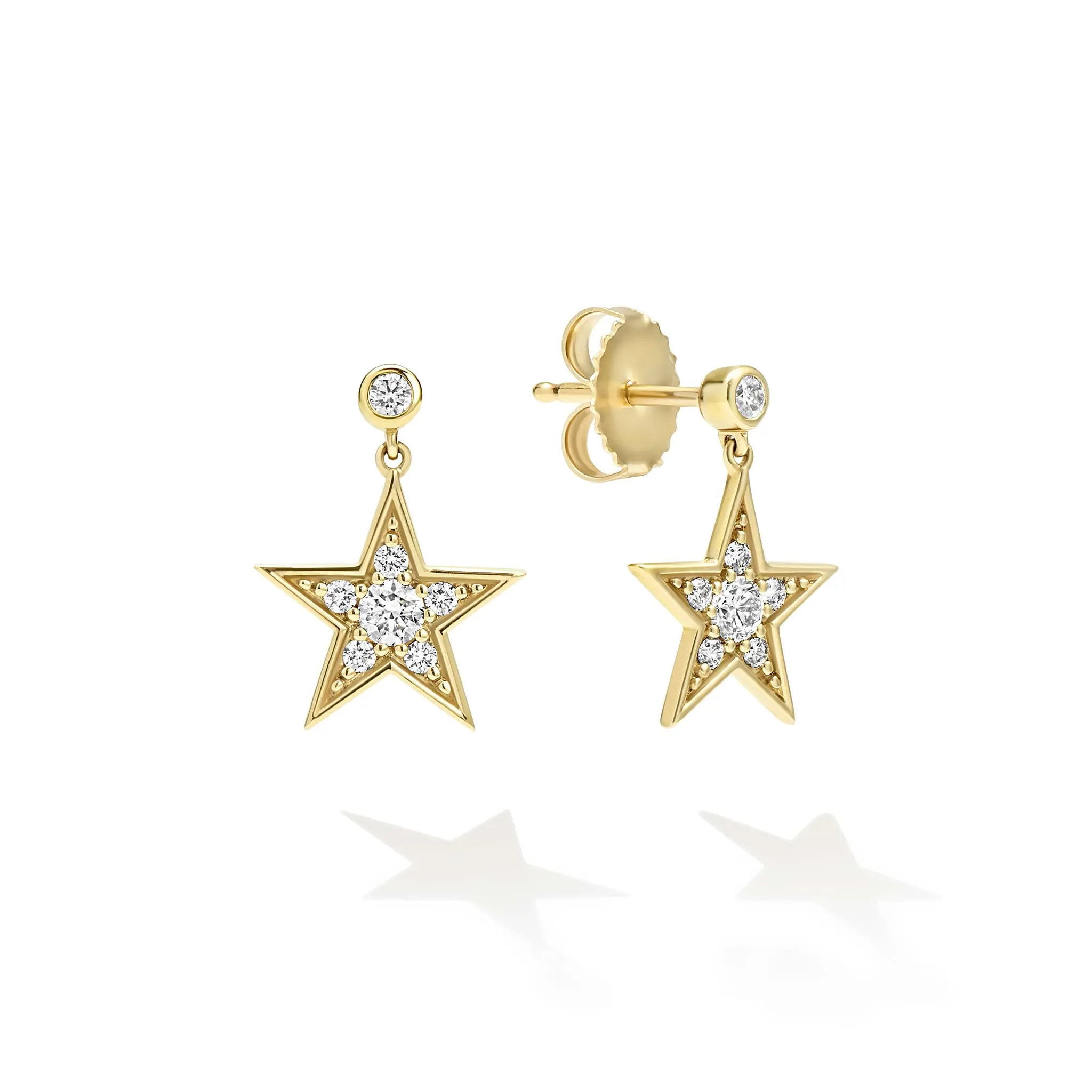 Caviar Gold 18K Caviar Gold Diamond Star Drop Earrings sold by LAGOS