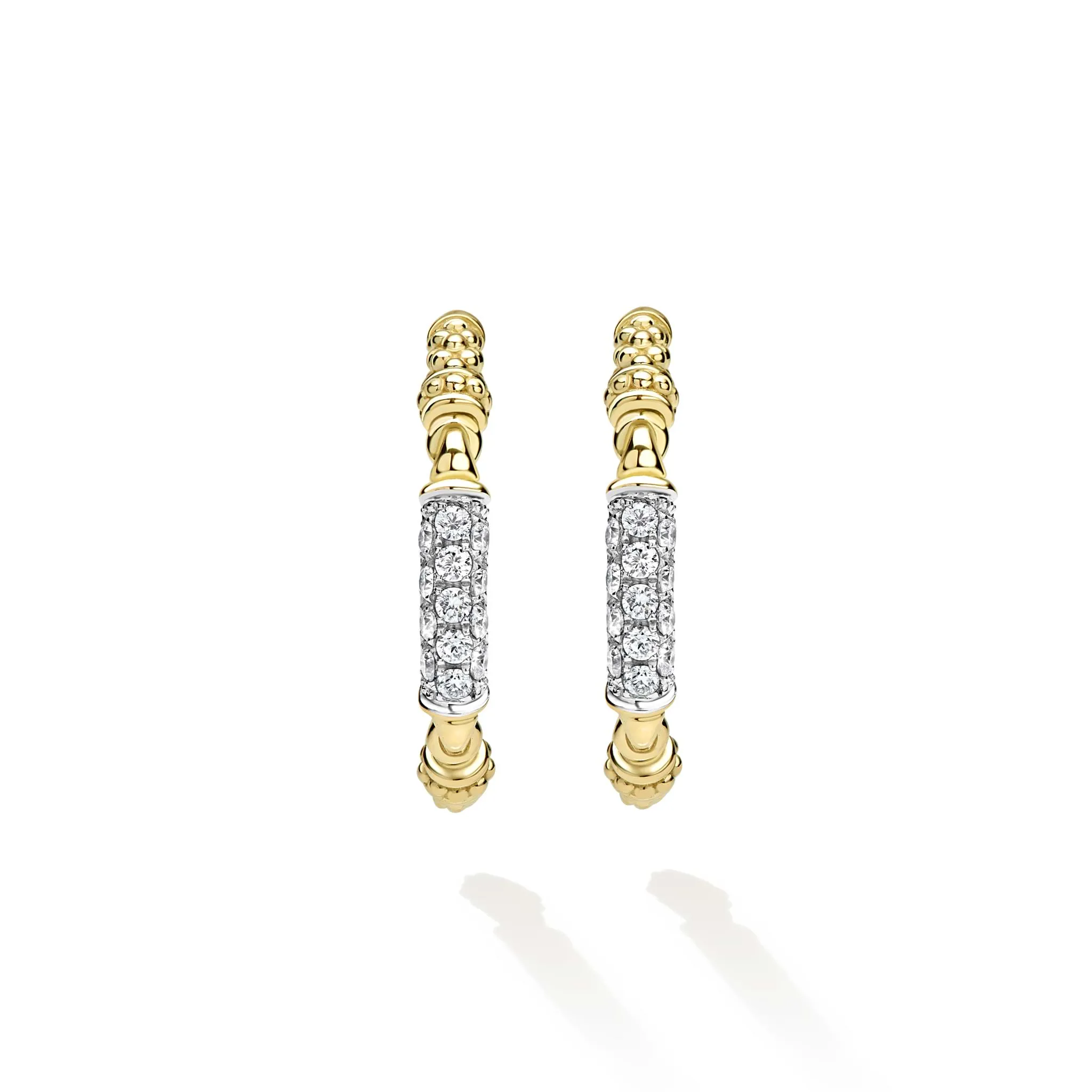 Caviar Gold 18K Caviar Gold Diamond Pavé Bar Hoop Earrings sold by LAGOS product image thumbnail 2