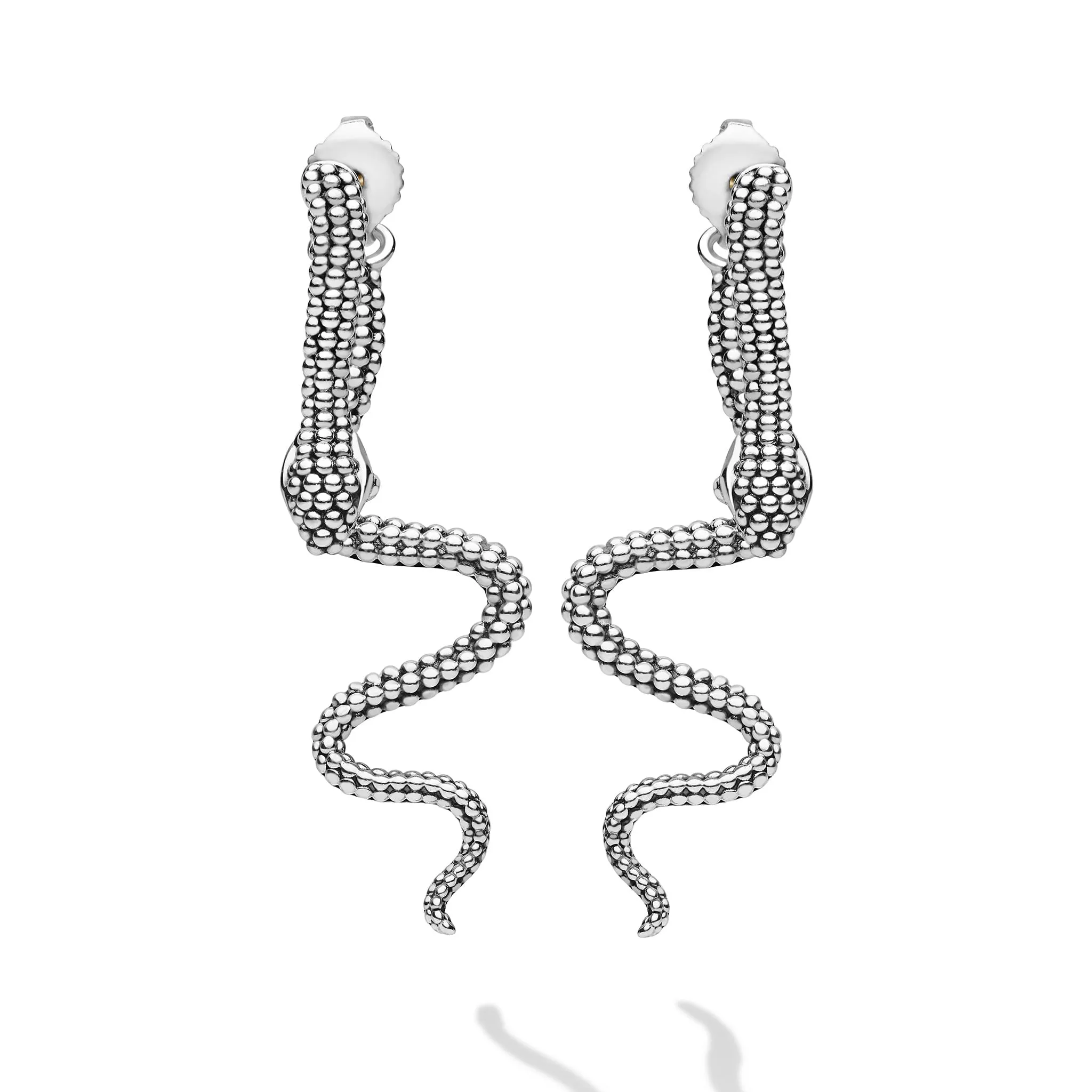 Signature Caviar Sterling Silver Snake Drop Earrings sold by LAGOS product image thumbnail 3