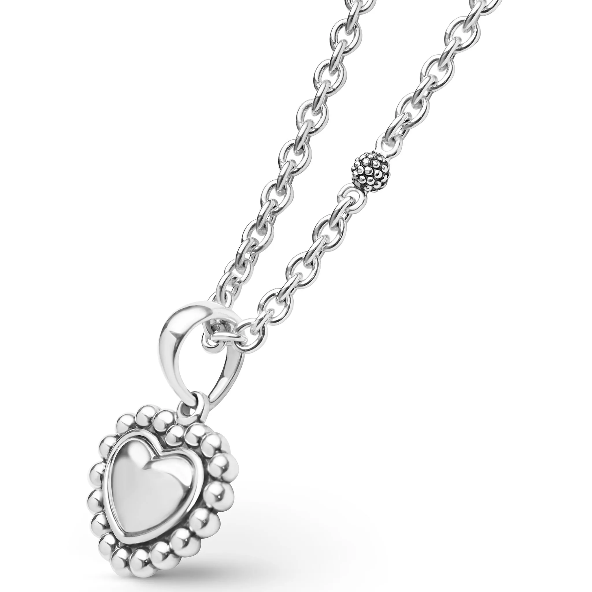Signature Caviar Sterling Silver Heart Pendant Necklace sold by LAGOS product image thumbnail 4